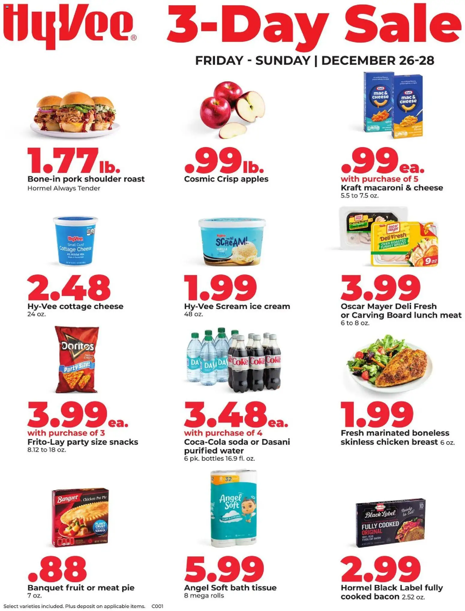 HyVee Weekly Ad - valid from 26.12.2025 | Page: 1 | Products: Cheese, Cream, Ice cream, Oven