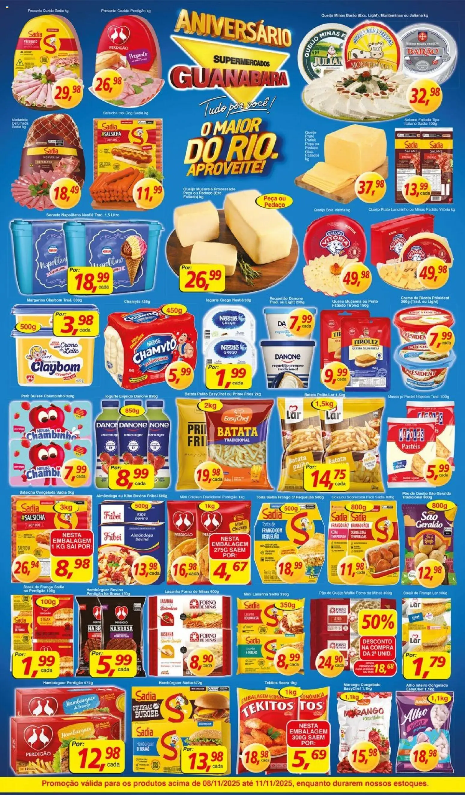 Supermercados Guanabara Folheto - válido de 08.11.2025 | Página: 4 | Produtos: Presunto, Lasanha, Margarina, Pão de queijo