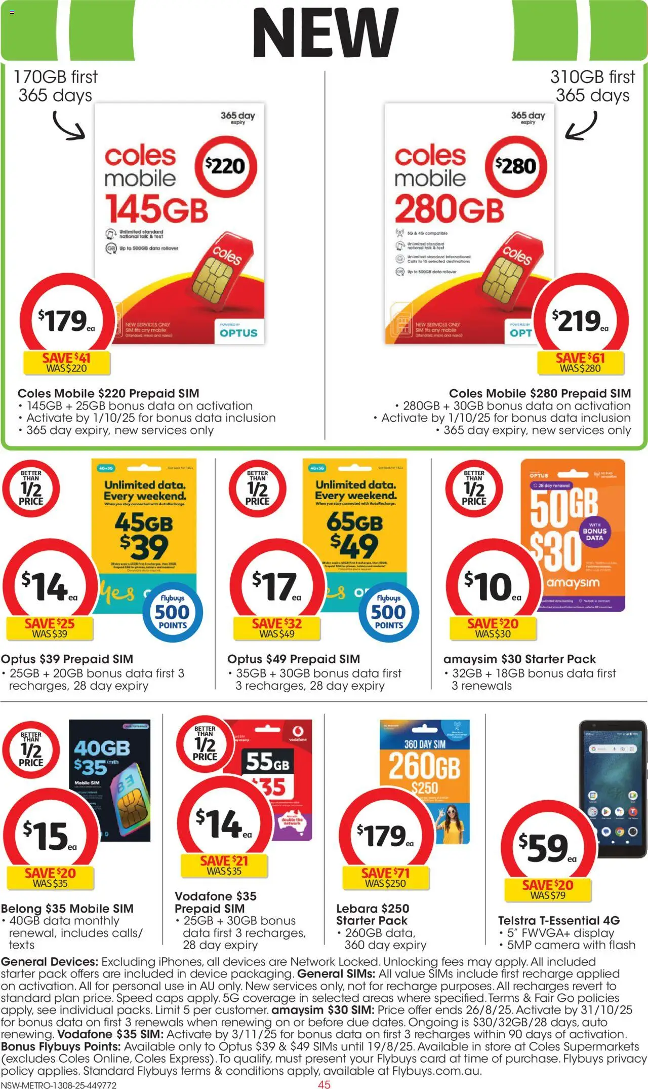 Coles catalogue - valid from 13.08.2025 | Page: 45 | Products: Device, Camera, Nano, Mobile