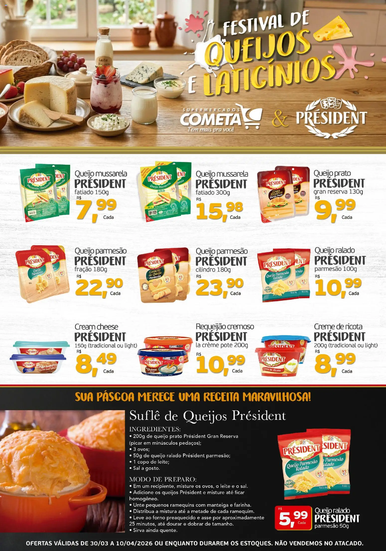 Cometa Supermercados Folheto - válido de 30.03.2026 | Página: 1 | Produtos: Forno, Ricota, Creme, Sal