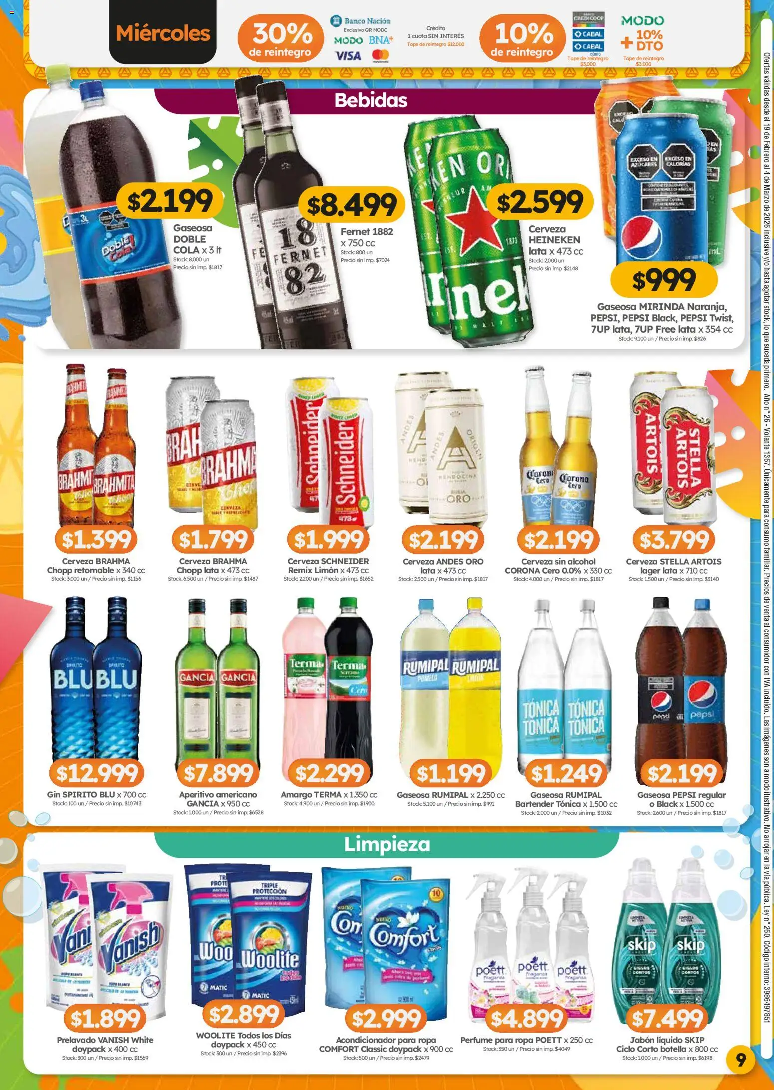 Cordiez ofertas │ válido desde el 19.02.2026 | Página: 9 | Productos: Botella, Acondicionador, Jabón, Ropa