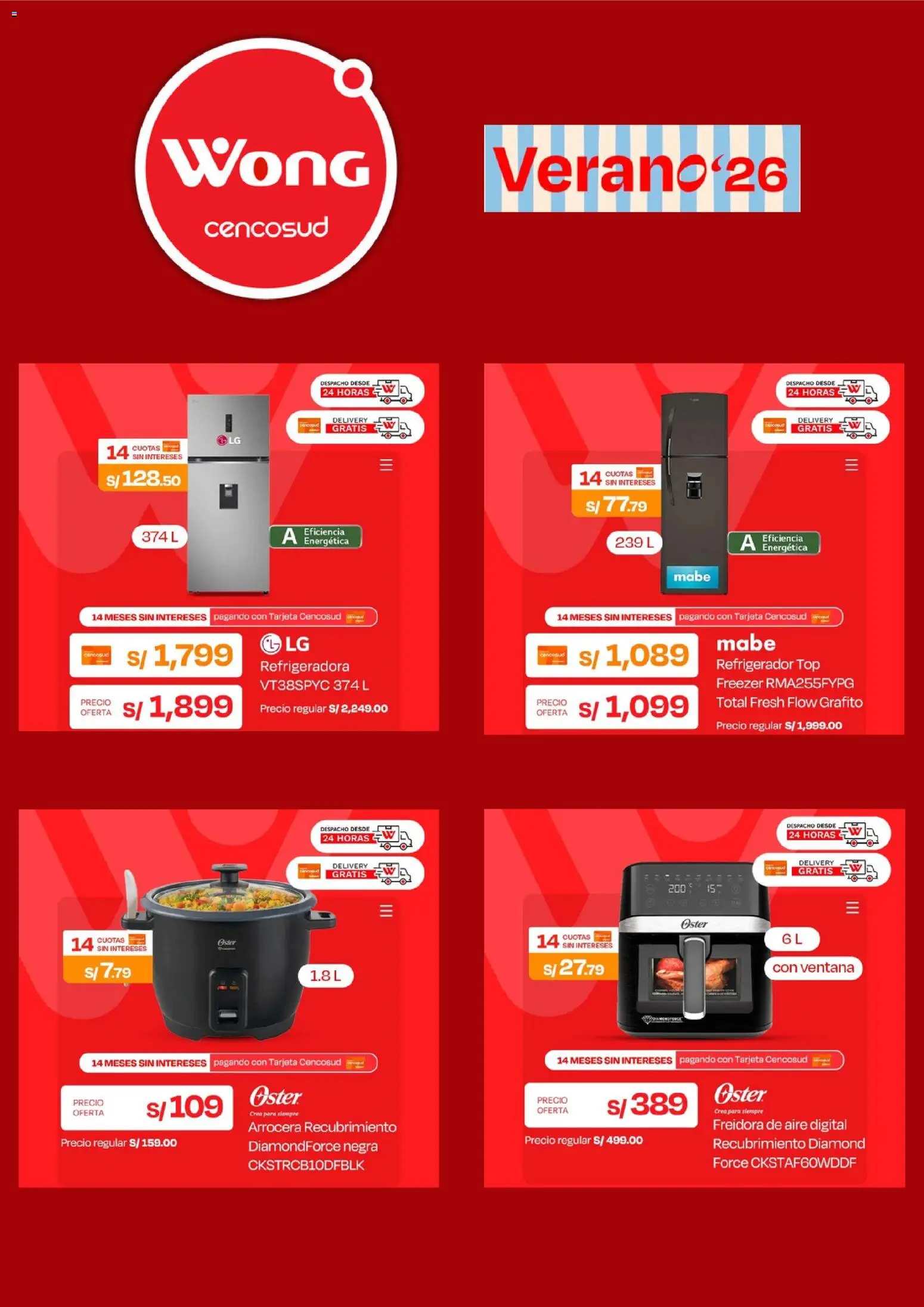 Catálogo Wong válido desde 23.03.2026 | Página: 5 | Productos: Refrigerador, Freidora