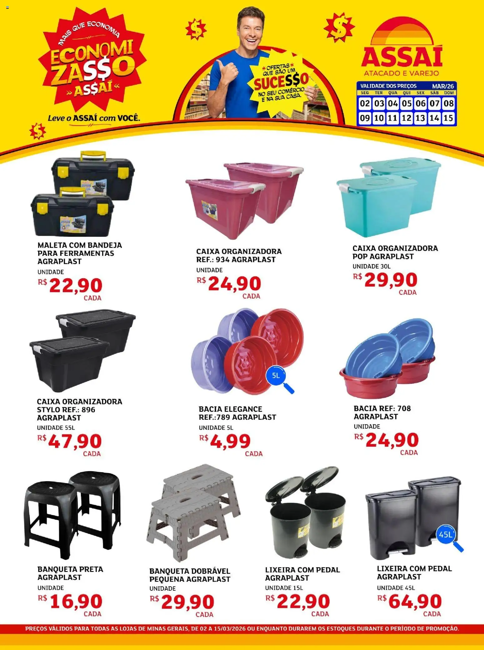 Assaí Atacadista Folheto - válido de 02.03.2026 | Página: 1 | Produtos: Caixa, Lixeira, Banqueta, Bandeja