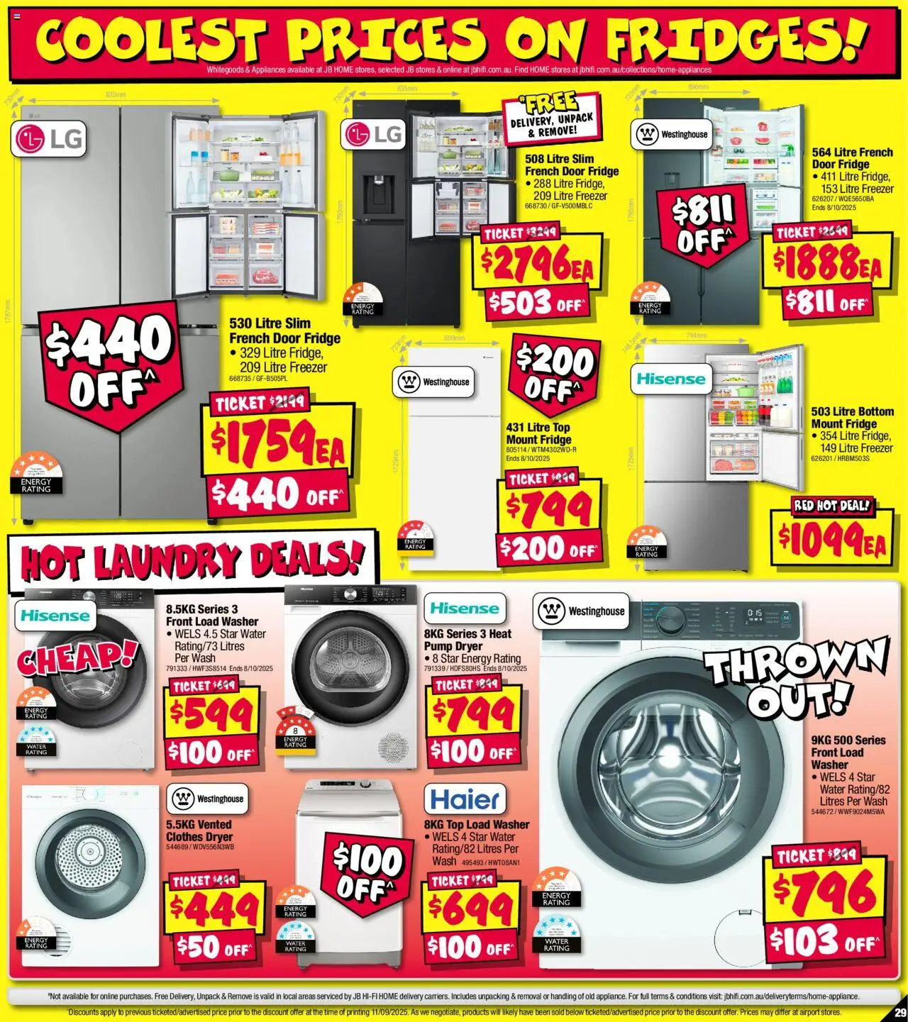 JB Hi-Fi catalogue - valid from 25.09.2025 | Page: 29 | Products: Laundry, Fridge, Dryer, Washer