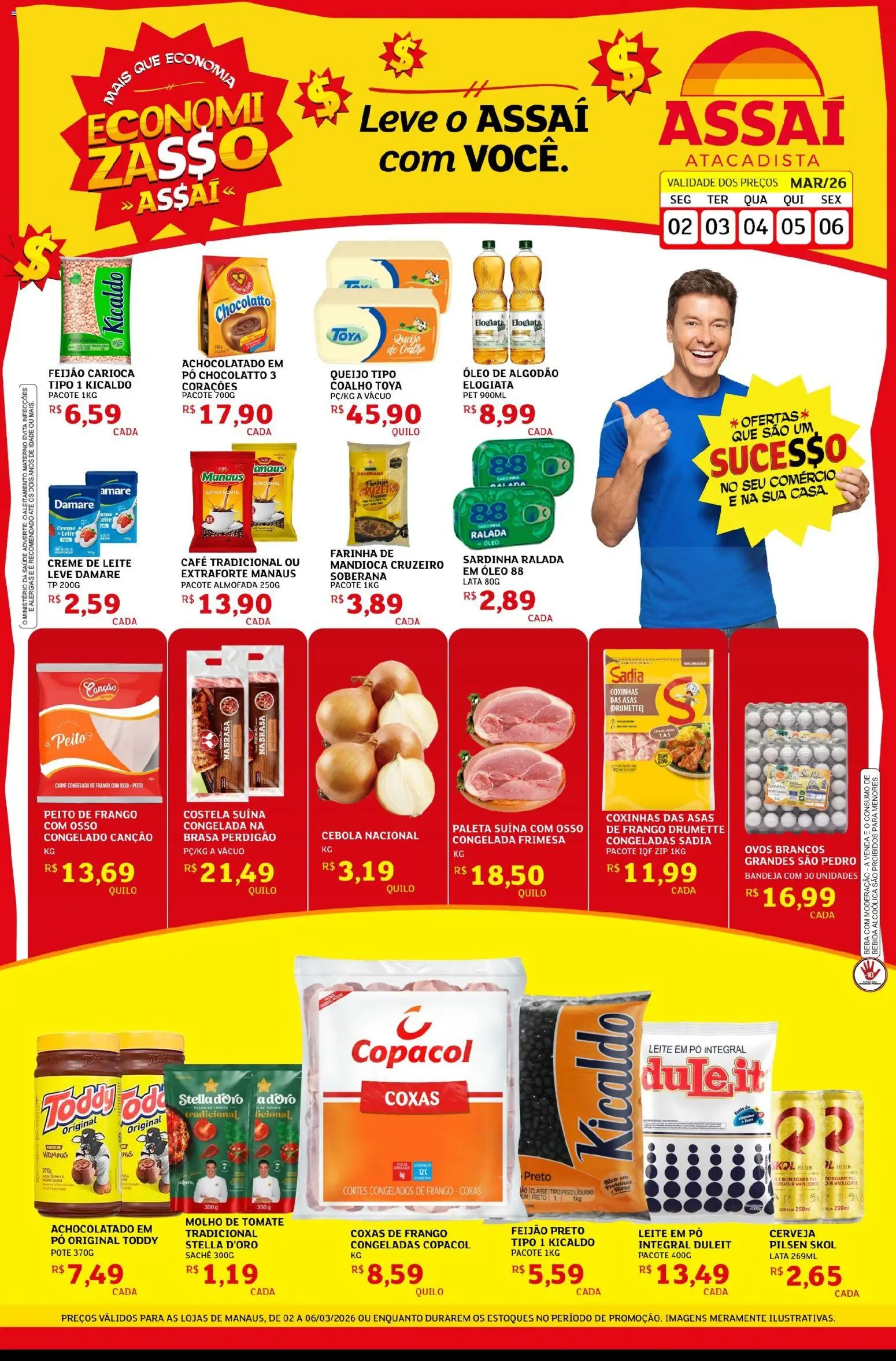 Assaí Atacadista Folheto - válido de 02.03.2026 | Página: 1 | Produtos: Cebola, Pó, Carne, Creme