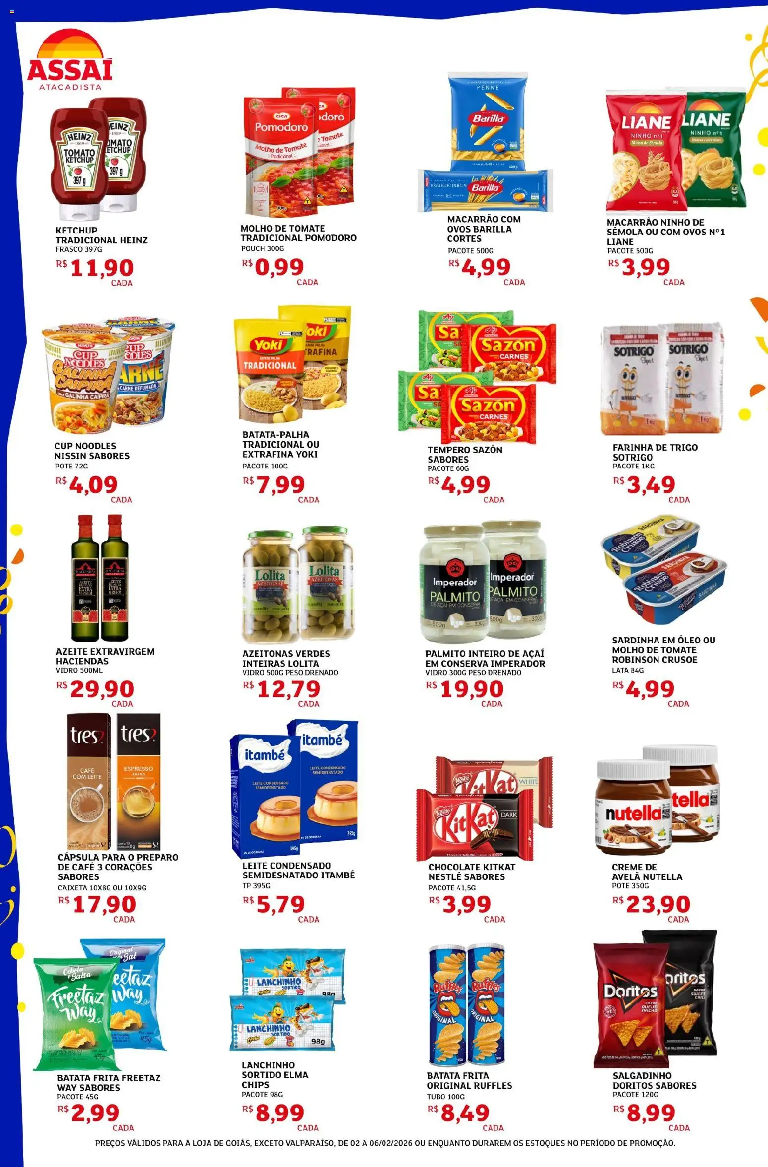 Assaí Atacadista Folheto - válido de 02.02.2026 | Página: 2 | Produtos: Macarrão, Batata, Sardinha, Avelã