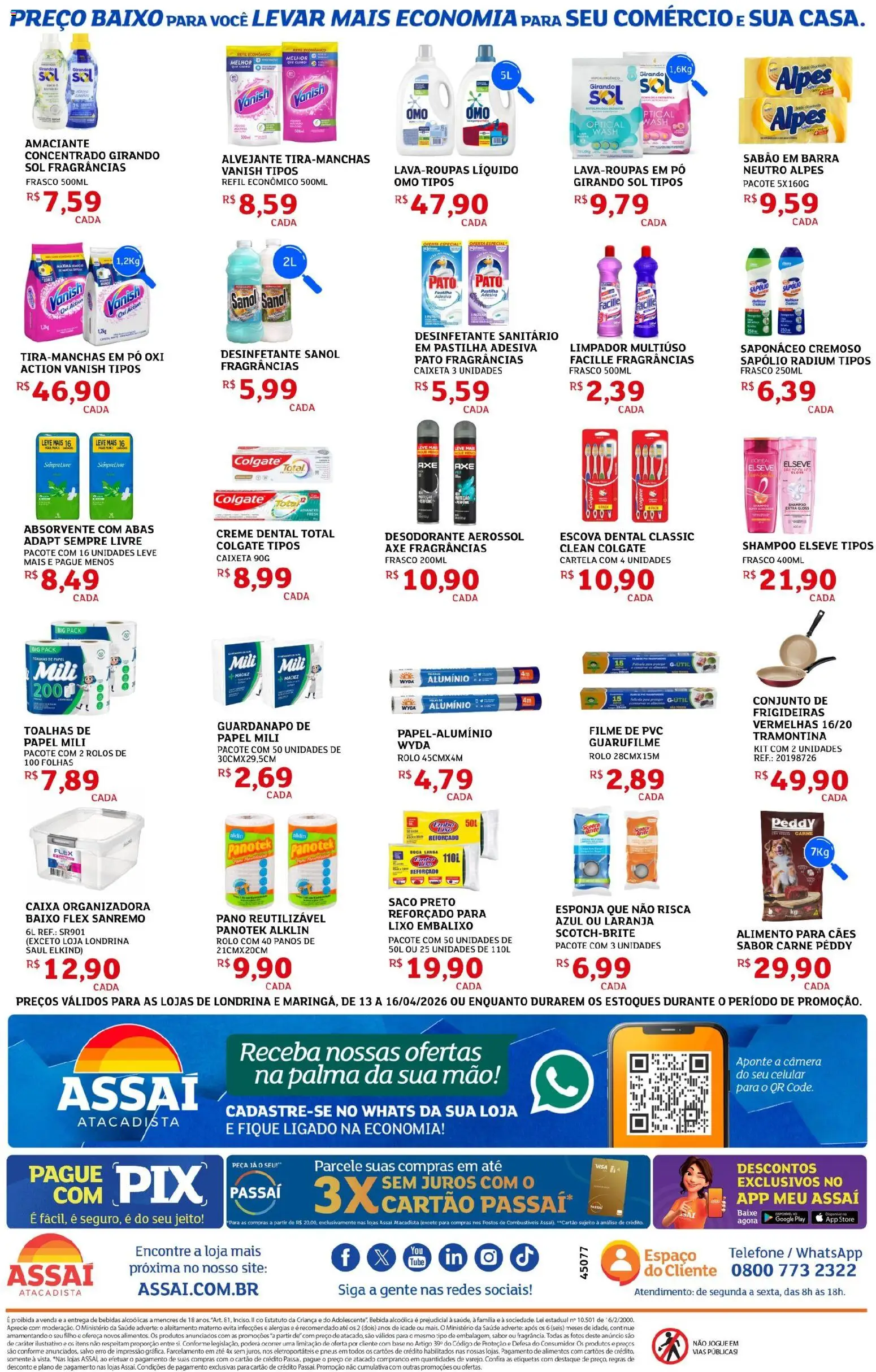 Assaí Atacadista Folheto - válido de 13.04.2026 | Página: 4 | Produtos: filme de PVC, Celular, Caixa, Absorvente
