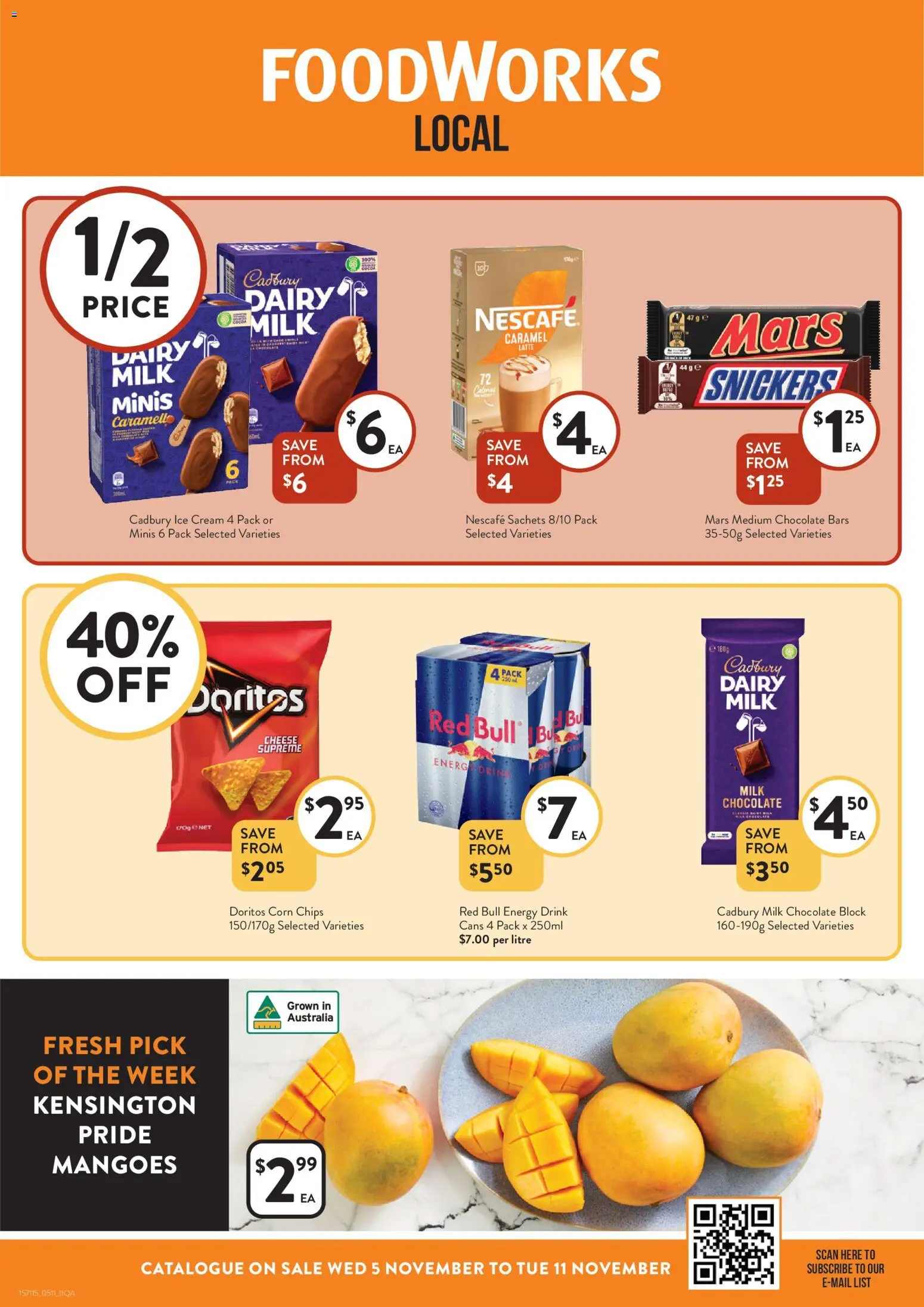 Foodworks catalogue - valid from 05.11.2025 | Page: 1 | Products: Dairy, Energy drink, Chocolate, Chips