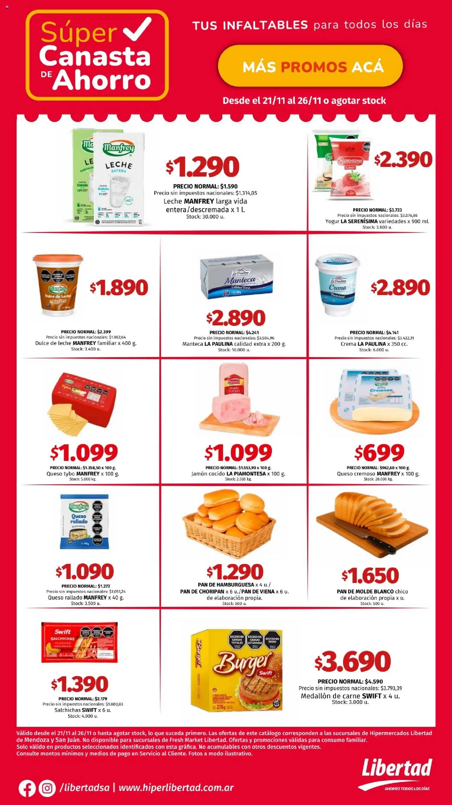 Hipermercado Libertad - CANASTA │ válido desde el 21.11.2025 | Página: 4 | Productos: Molde, Dulce de leche, Pan, Crema