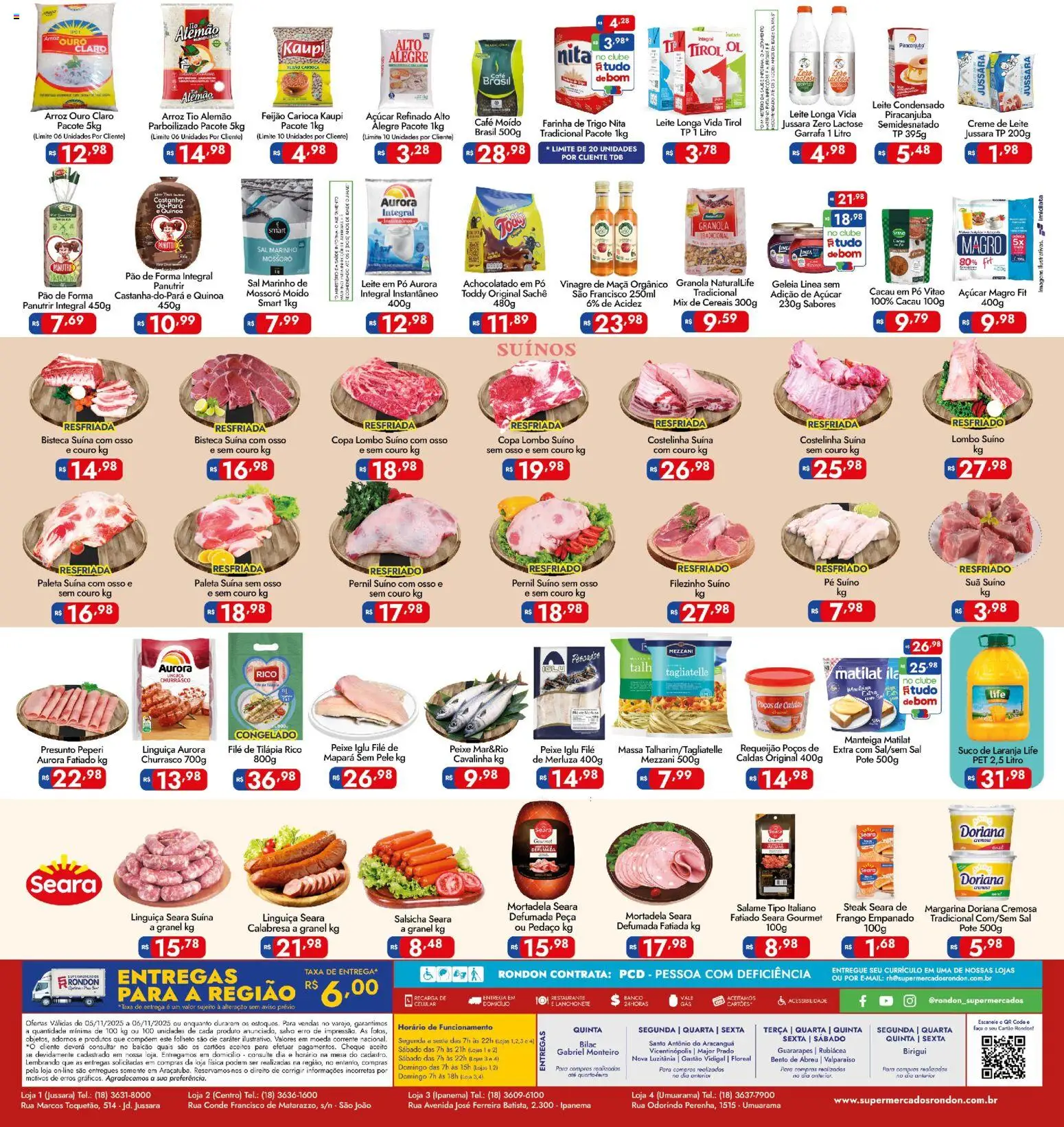 Supermercados Rondon Folheto - válido de 05.11.2025 | Página: 2 | Produtos: Pó, Salsicha, Mesa, Creme de leite