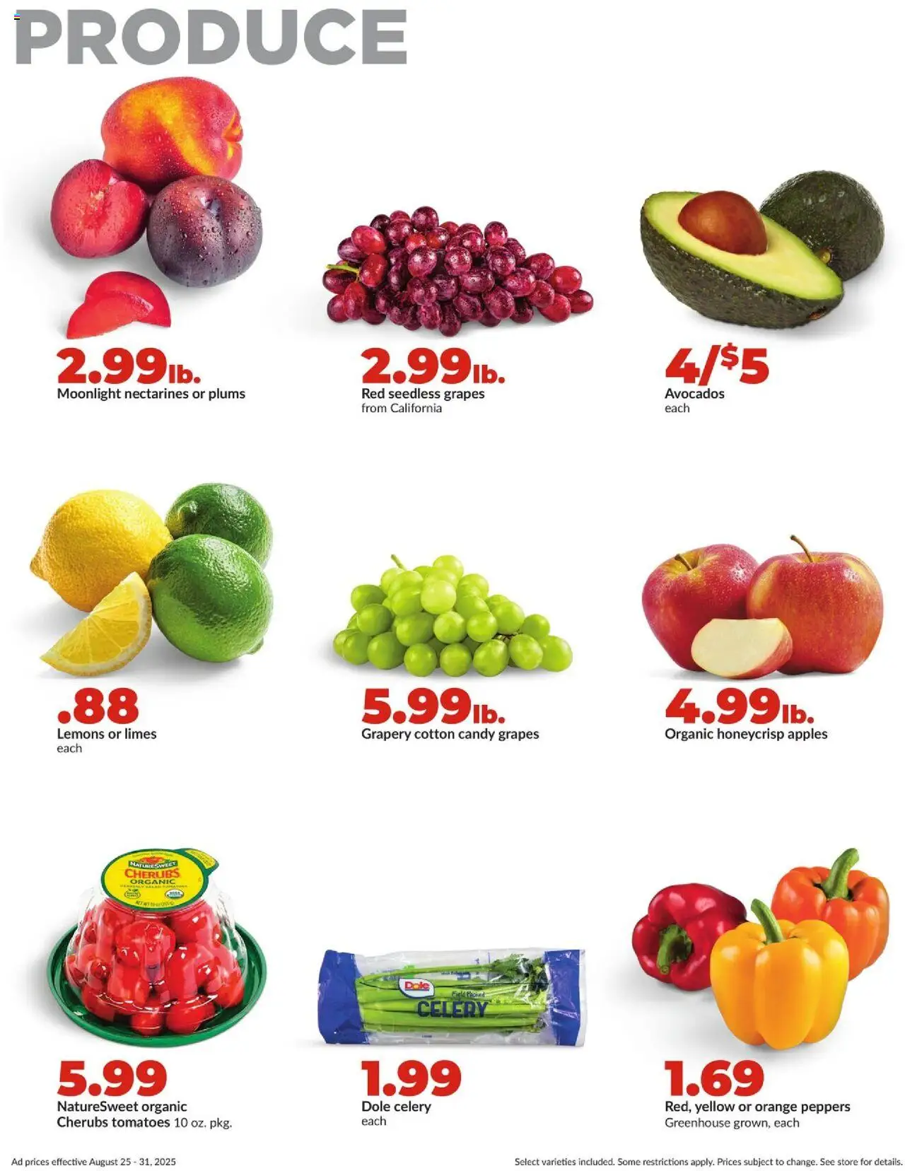 HyVee Weekly Ad - valid from 25.08.2025 | Page: 15 | Products: Peppers, Apples, Tomatoes, Grapes