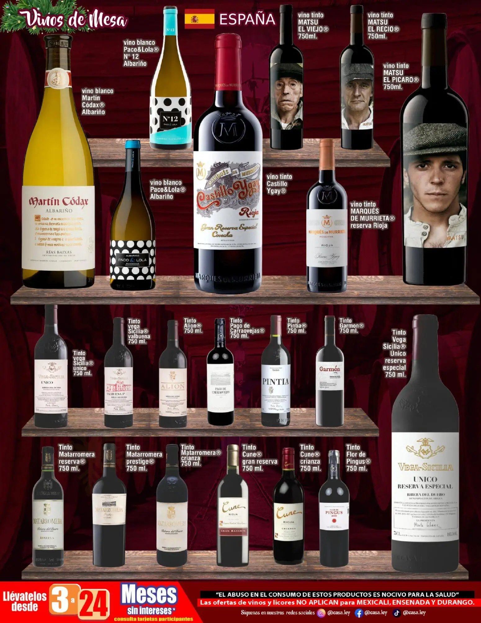 Nuevas ofertas de Casa Ley válidas en toda la República Mexicana desde el 19.12.2025. ¡Encuentra las mejores ofertas en Casa Ley folleto Delicias Navideñas! | Página: 14 | Productos: Vino, Mesa
