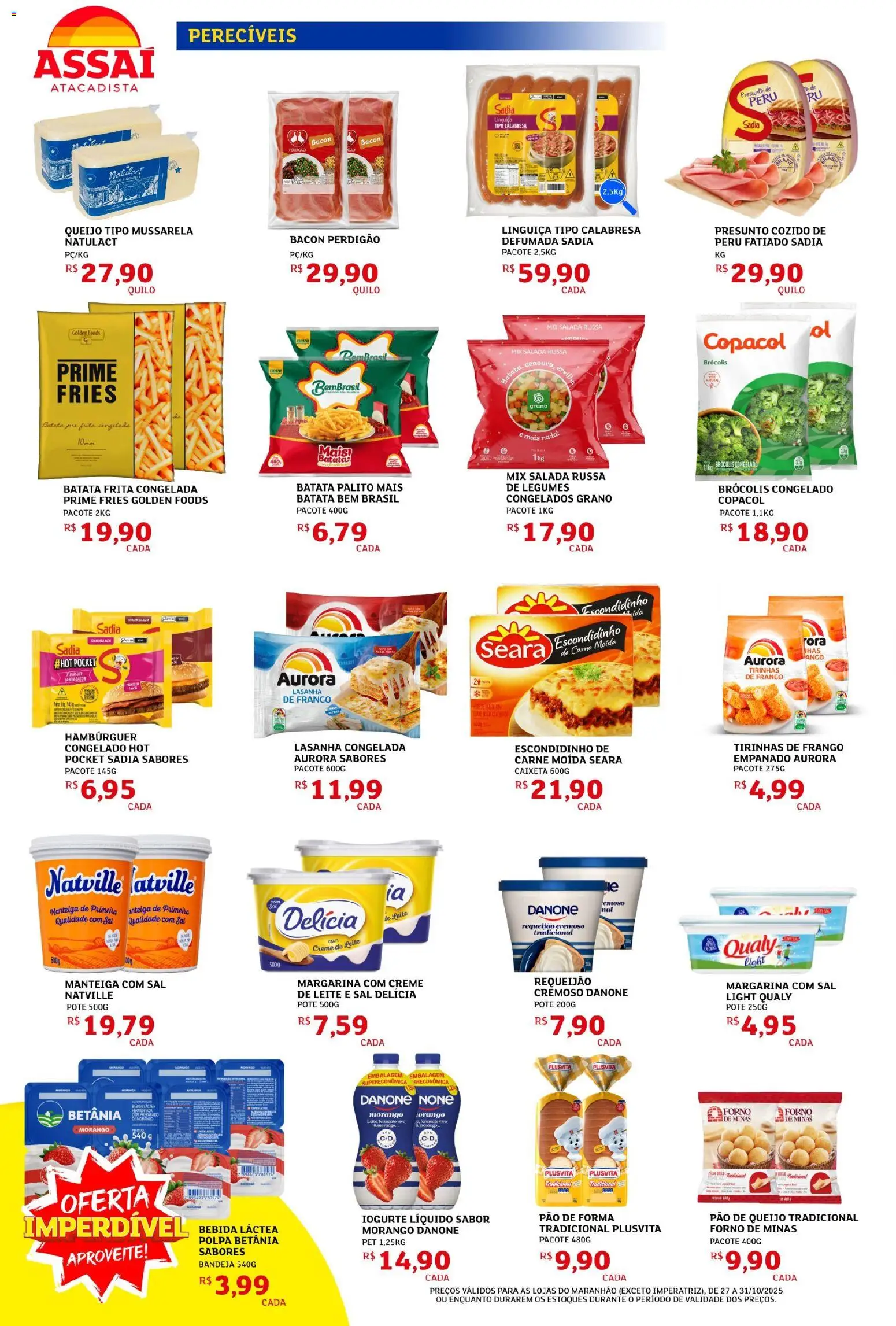 Assaí Atacadista Folheto - válido de 27.10.2025 | Página: 4 | Produtos: Manteiga, Iogurte, Pão, Batata