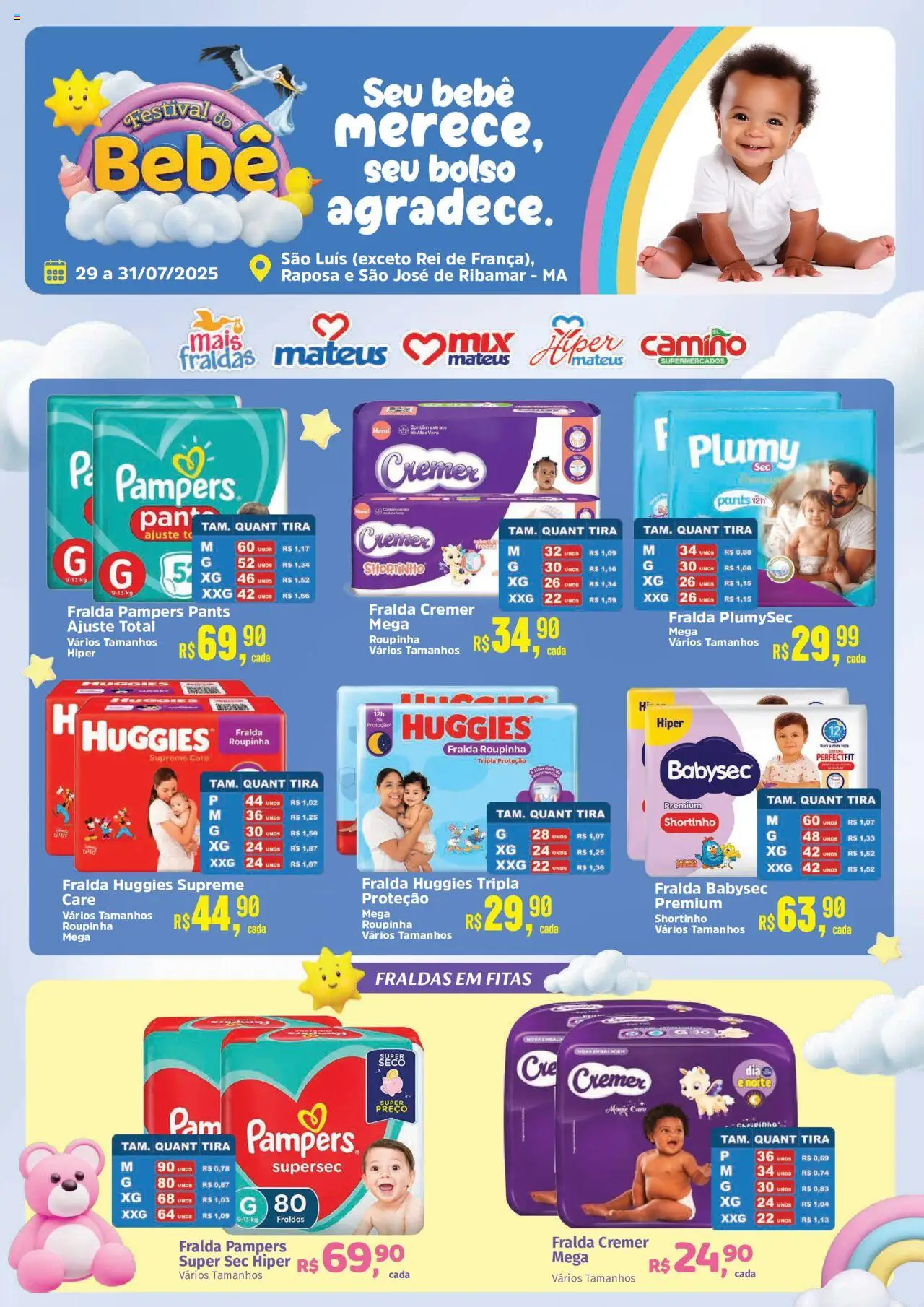 Mateus Folheto - válido de 29.07.2025 | Página: 1 | Produtos: Fralda pampers, Pampers, Fraldas