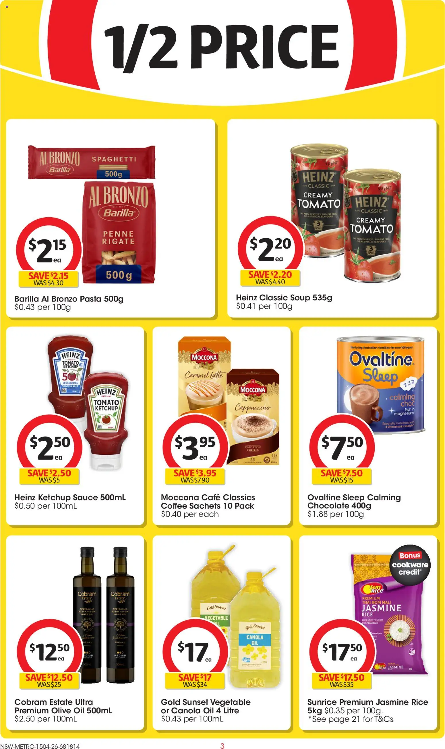 Coles catalogue - valid from 15.04.2026 | Page: 3 | Products: Oil, Rice, Olive oil, Salt