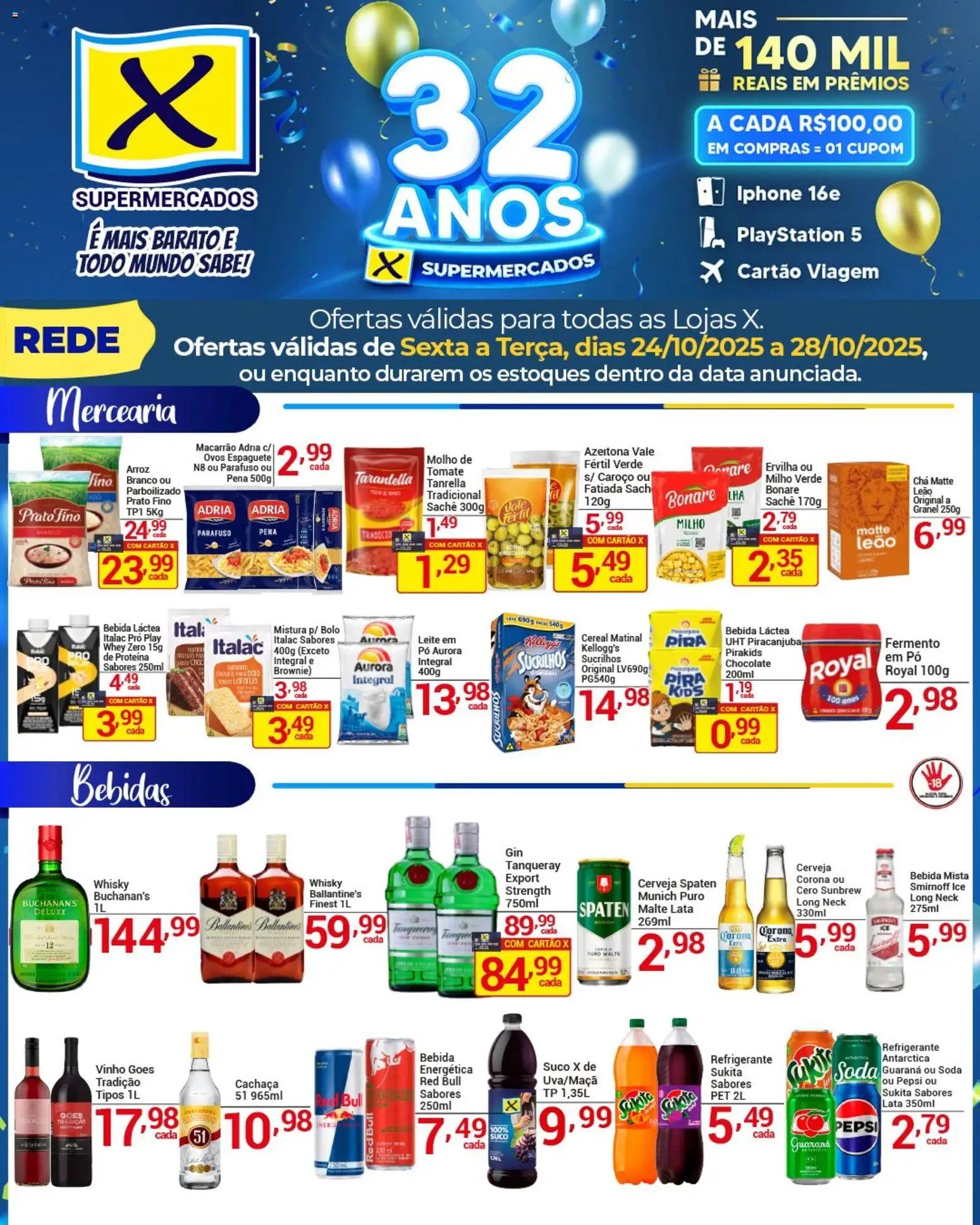 X Supermercados Folheto - válido de 24.10.2025 | Página: 1 | Produtos: Ervilha, Pó, Bolo, Sucrilhos