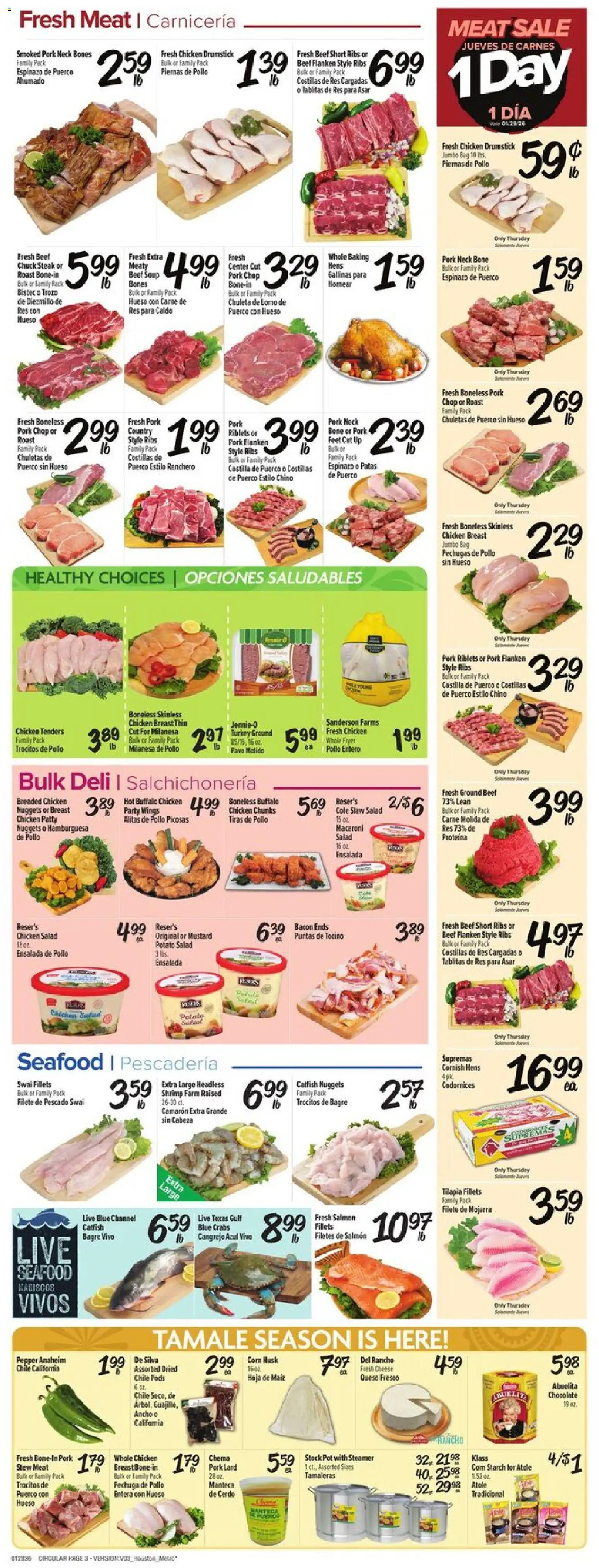 Fiesta Mart Weekly Ad - valid from 28.01.2026 | Page: 3 | Products: Chocolate, Beef, Salad, Seafood