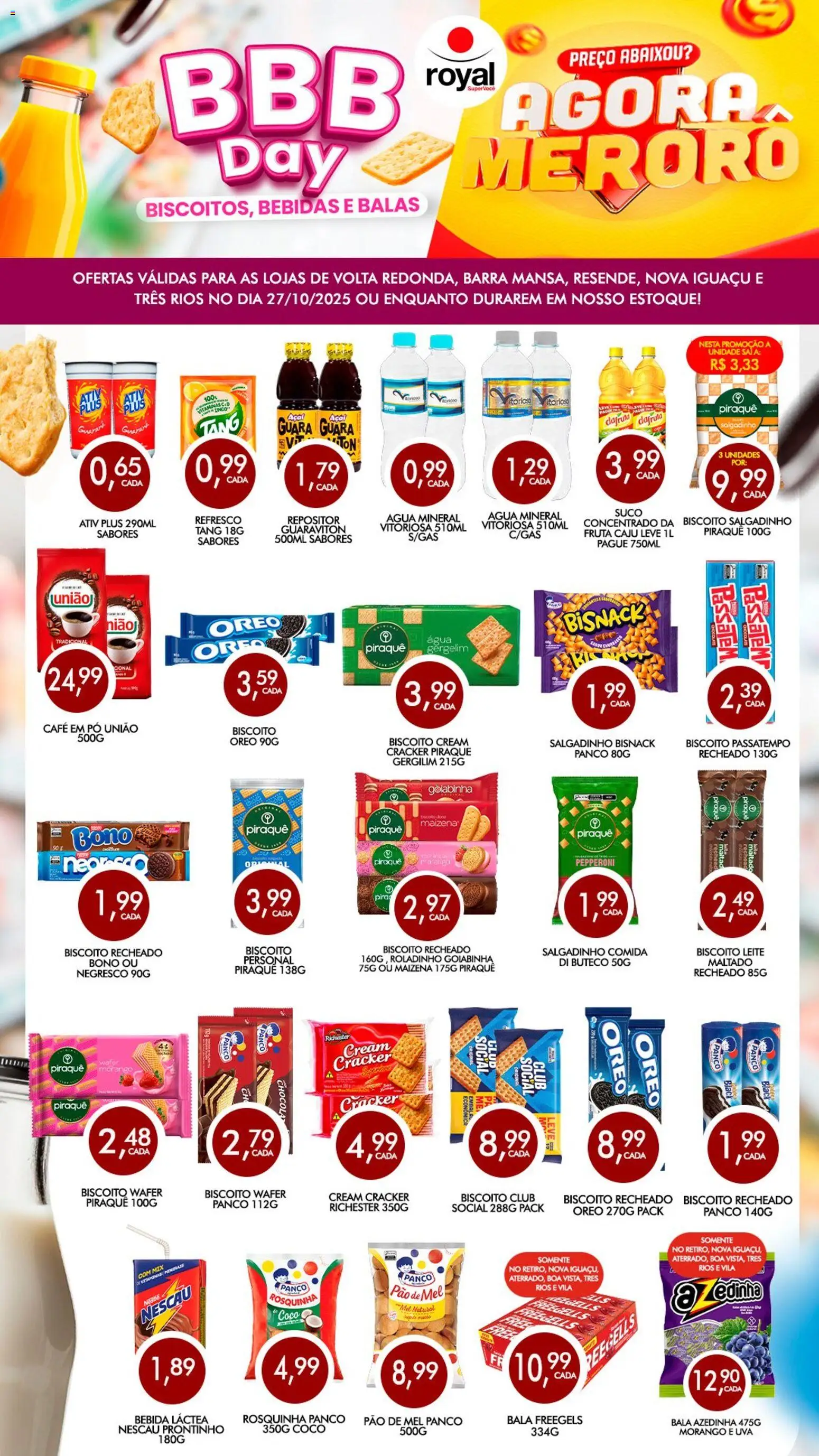 Royal Supermercados Folheto - válido de 27.10.2025 | Página: 1 | Produtos: Leite, Café, Rosquinha, Bala