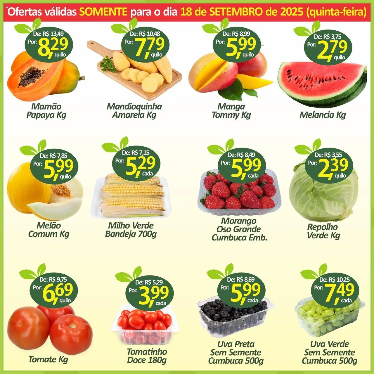 Big Supermercados Folheto - válido de 18.09.2025 | Página: 3 | Produtos: Melancia, Melão, Mandioquinha, Bandeja