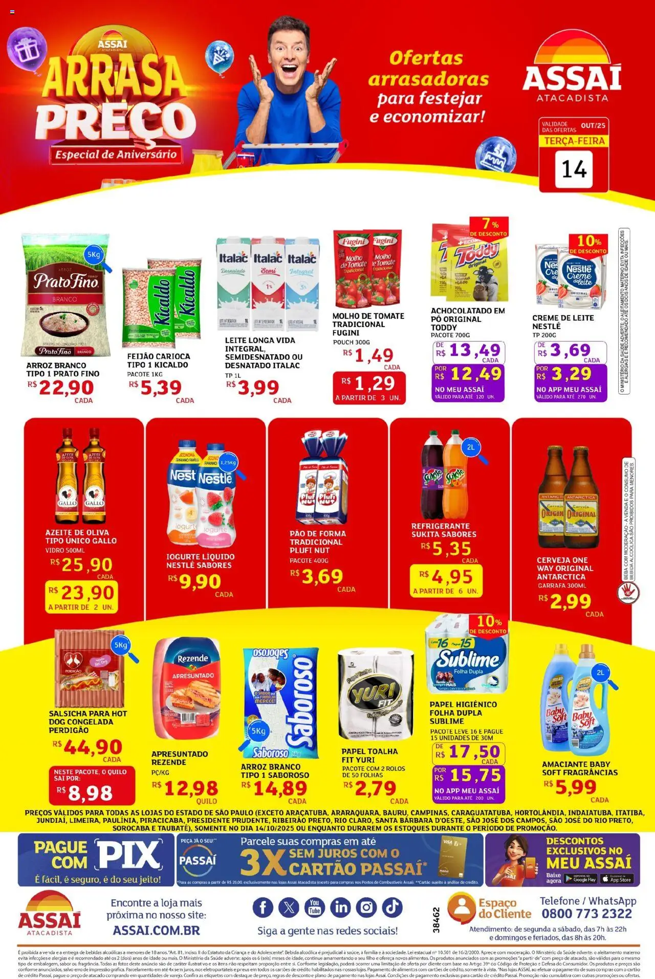 Assaí Atacadista Folheto - válido de 14.10.2025 | Página: 1 | Produtos: Papel toalha, Pó, Salsicha, Cerveja