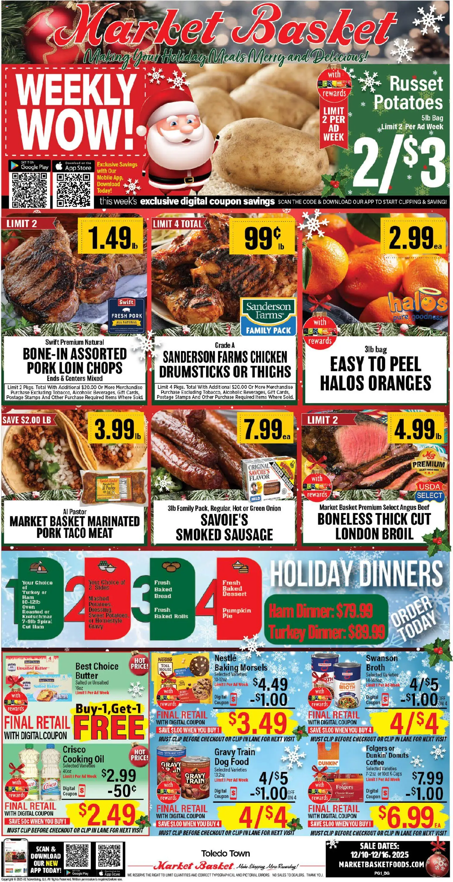 Market Basket Weekly Ad - valid from 10.12.2025 | Page: 1 | Products: Butter, Oil, Potatoes, Sausage
