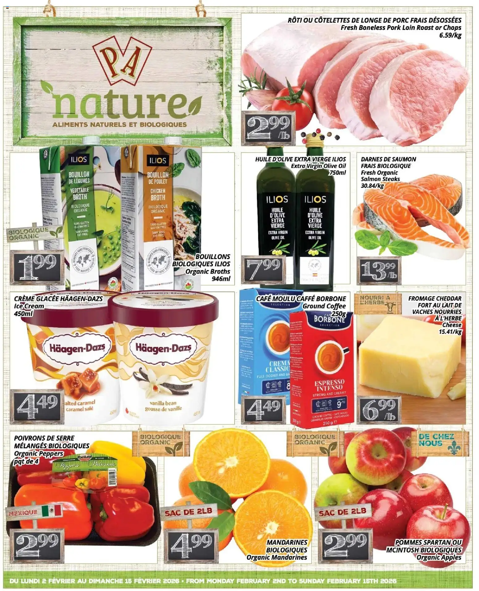Pa Supermarché flyer valid from 02.02.2026 | Page: 1 | Products: Cream, Chicken, Pork, Apples