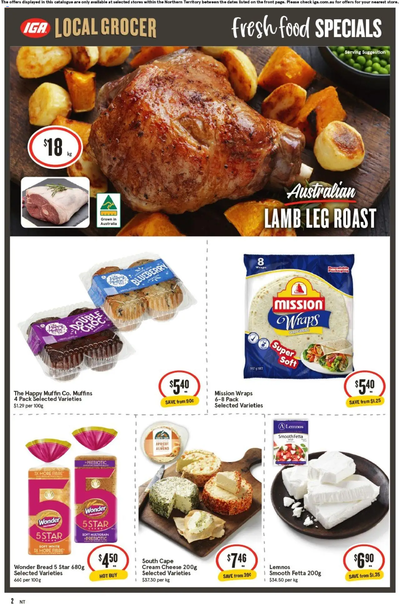 IGA catalogue - valid from 22.10.2025 | Page: 2 | Products: Cheese, Bread, Lamb, Cream