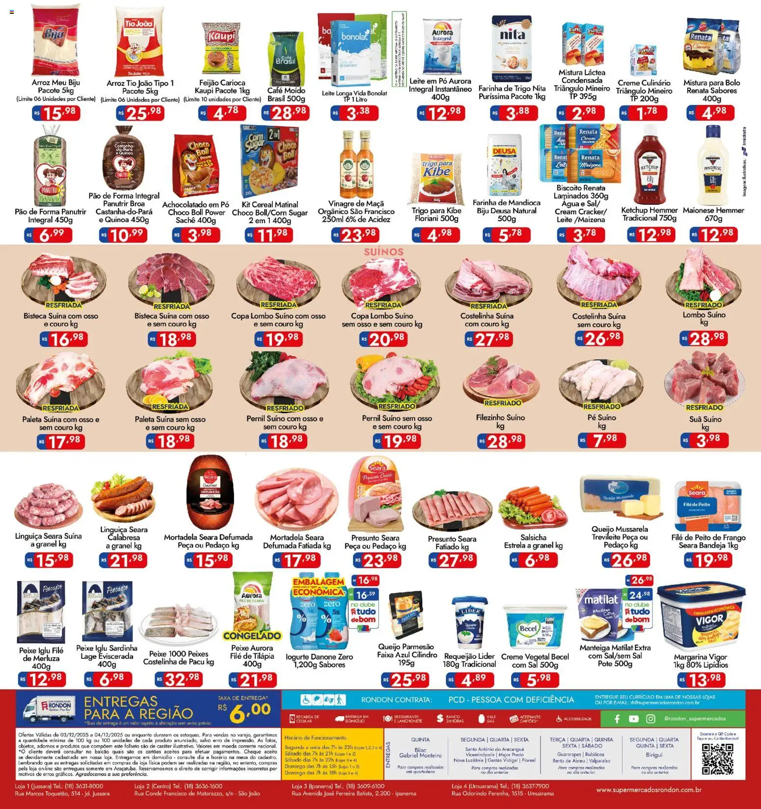Supermercados Rondon Folheto - válido de 03.12.2025 | Página: 2 | Produtos: Mandioca, Maionese, Sardinha, Leite em pó