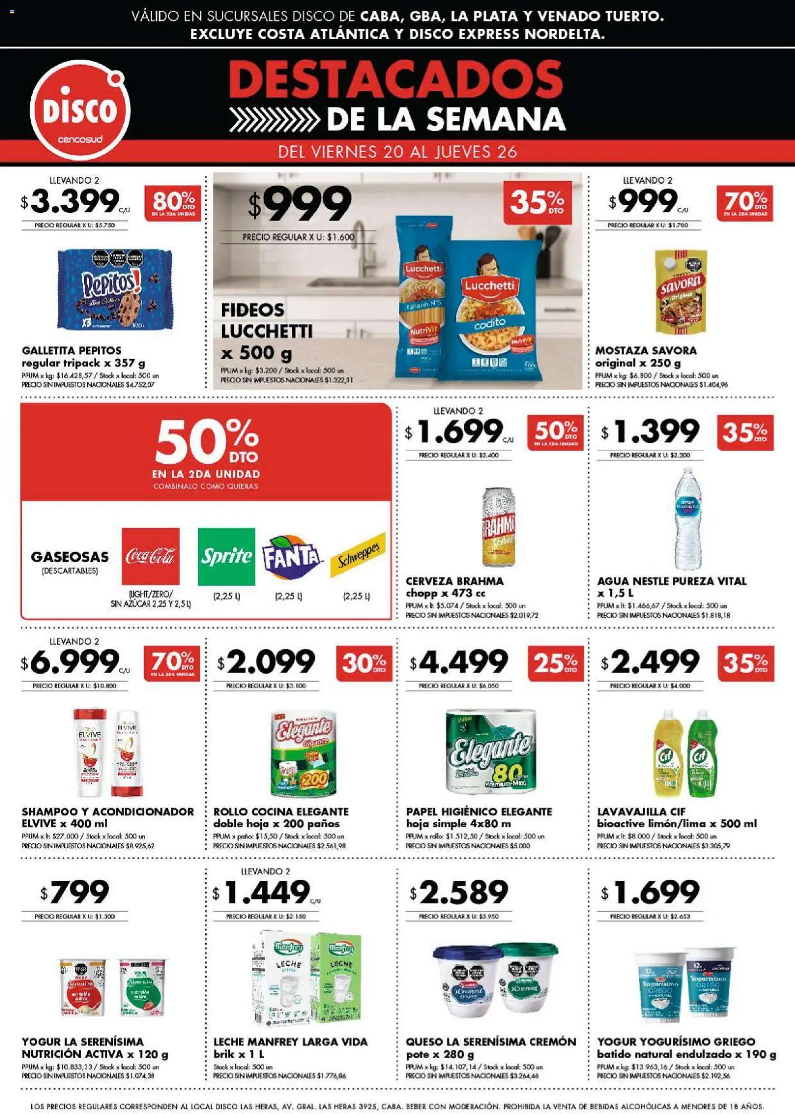 Disco - Destacados - Ofertas I Nacional │ válido desde el 20.02.2026 | Página: 1 | Productos: Papel higiénico, Disco, Azucar, Leche