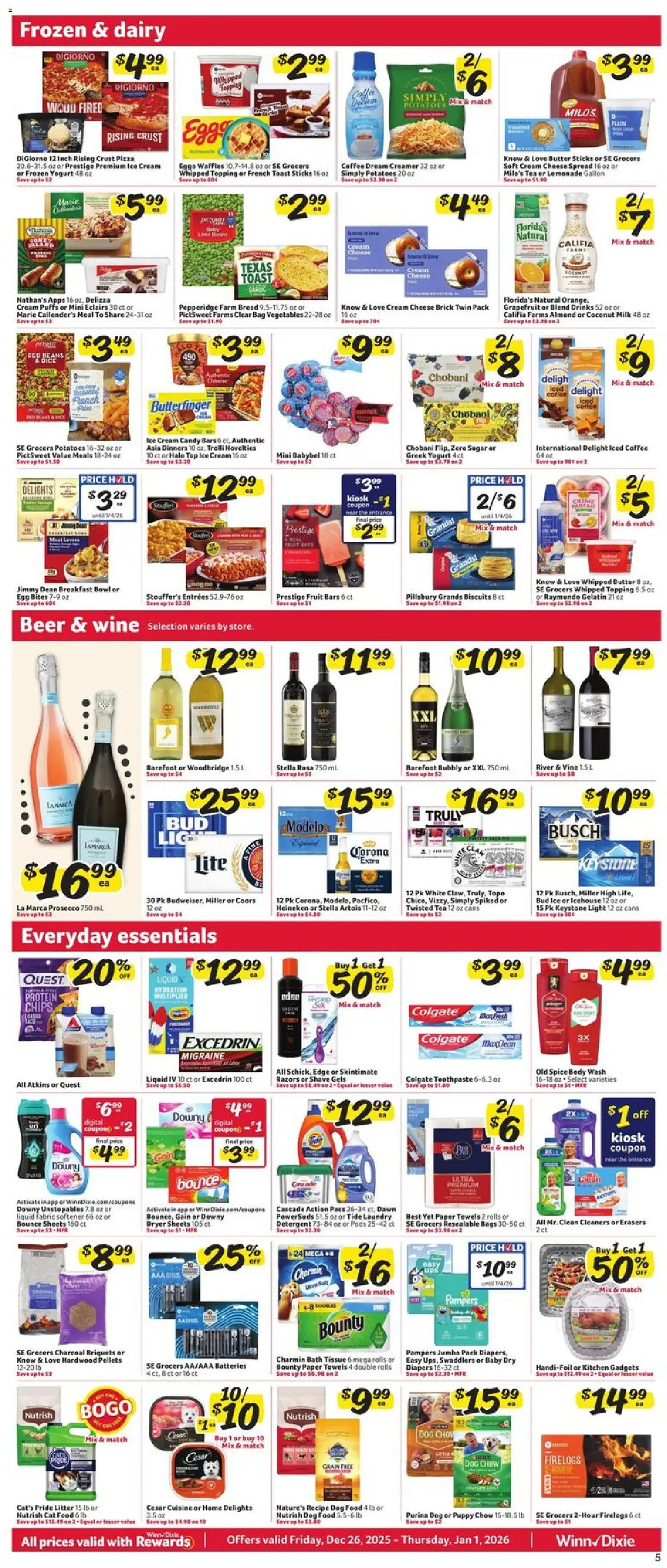 Winn Dixie Weekly Circular - GA - valid from 26.12.2025 | Page: 5 | Products: Milk, Yogurt, Vegetables, Bag