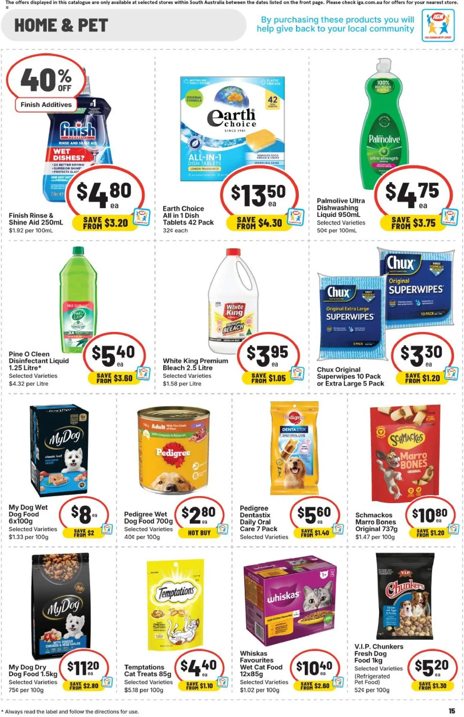 IGA catalogue - valid from 04.02.2026 | Page: 15 | Products: Chicken, Dog food, Vegetables, Tablets