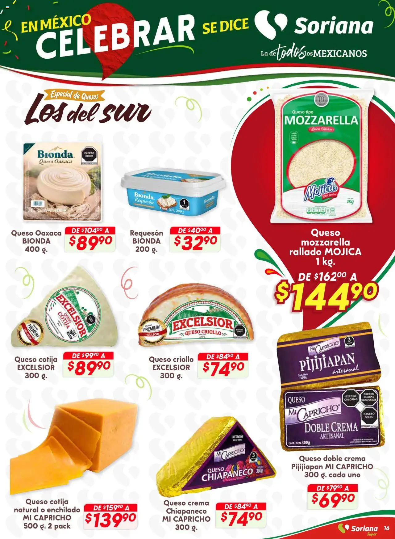 Nuevas ofertas de Soriana válidas en toda la República Mexicana desde el 28.08.2025. ¡Encuentra las mejores ofertas en Soriana - Preciazazaso Súper: Frontera Chia, Q. Roo! | Página: 16 | Productos: Queso crema, Crema, Leche, Queso