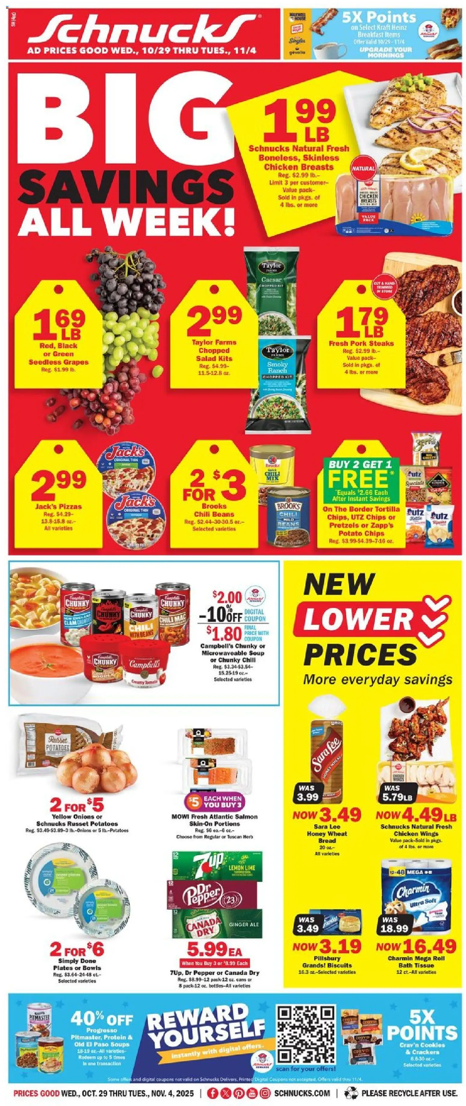 Schnucks Weekly Print Ad - IL - valid from 29.10.2025 | Page: 1 | Products: Bread, Chips, Salad, Lemon