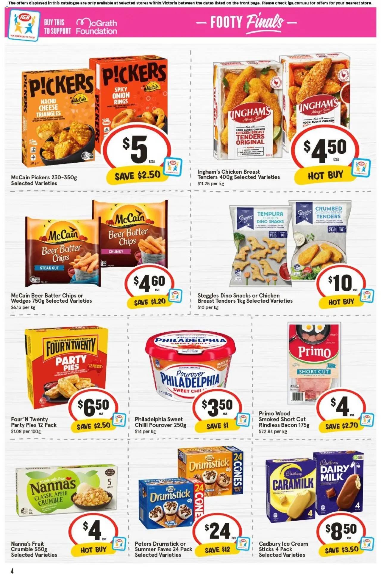 IGA catalogue - valid from 10.09.2025 | Page: 4 | Products: Bacon, Cheese, Beer, Ice cream
