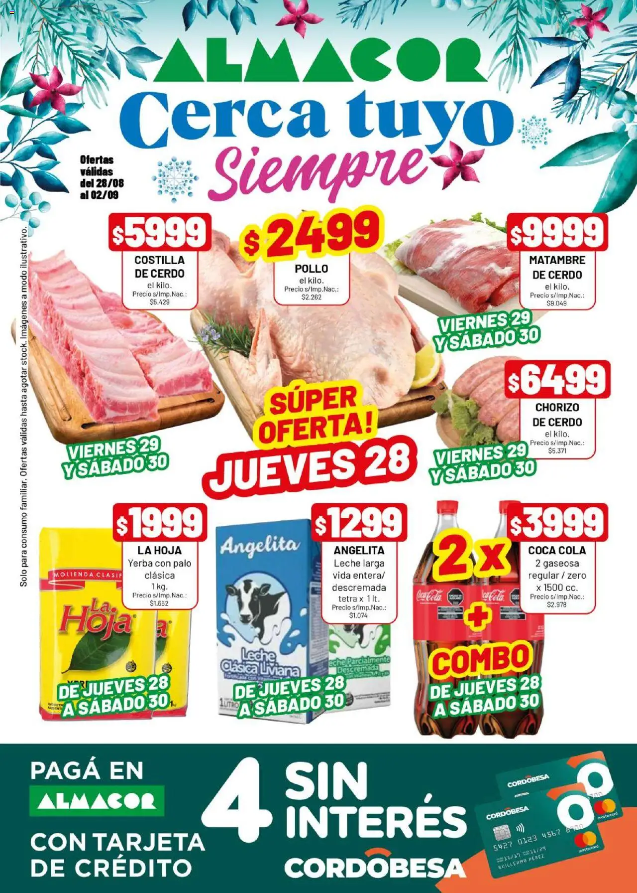 Almacor catálogo │ válido desde el 28.08.2025 | Página: 1 | Productos: Pollo, Yerba, Gaseosa, Leche