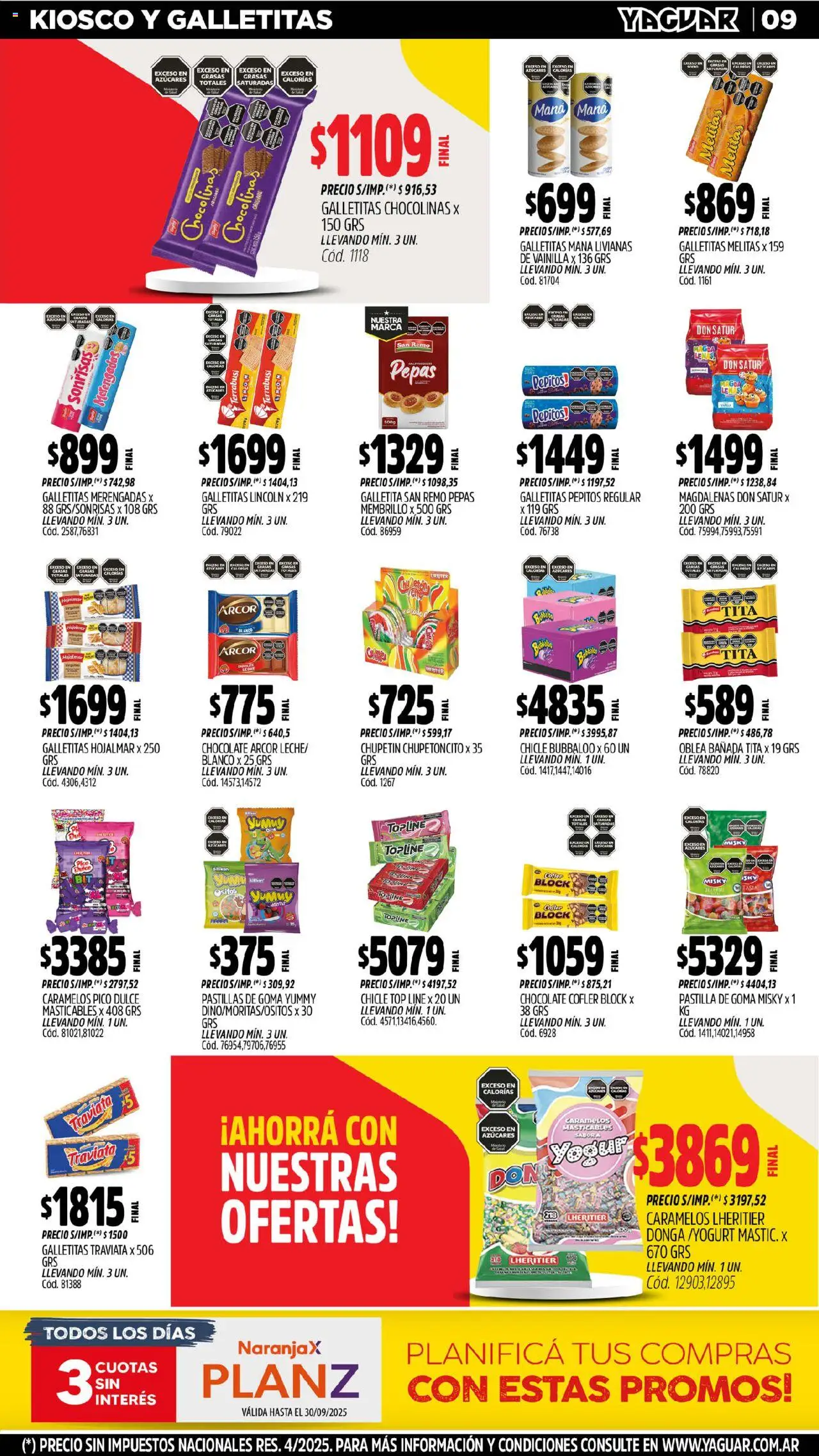 Yaguar - José C. Paz │ válido desde el 01.09.2025 | Página: 10 | Productos: Pico, Top, Chocolate, Chicle