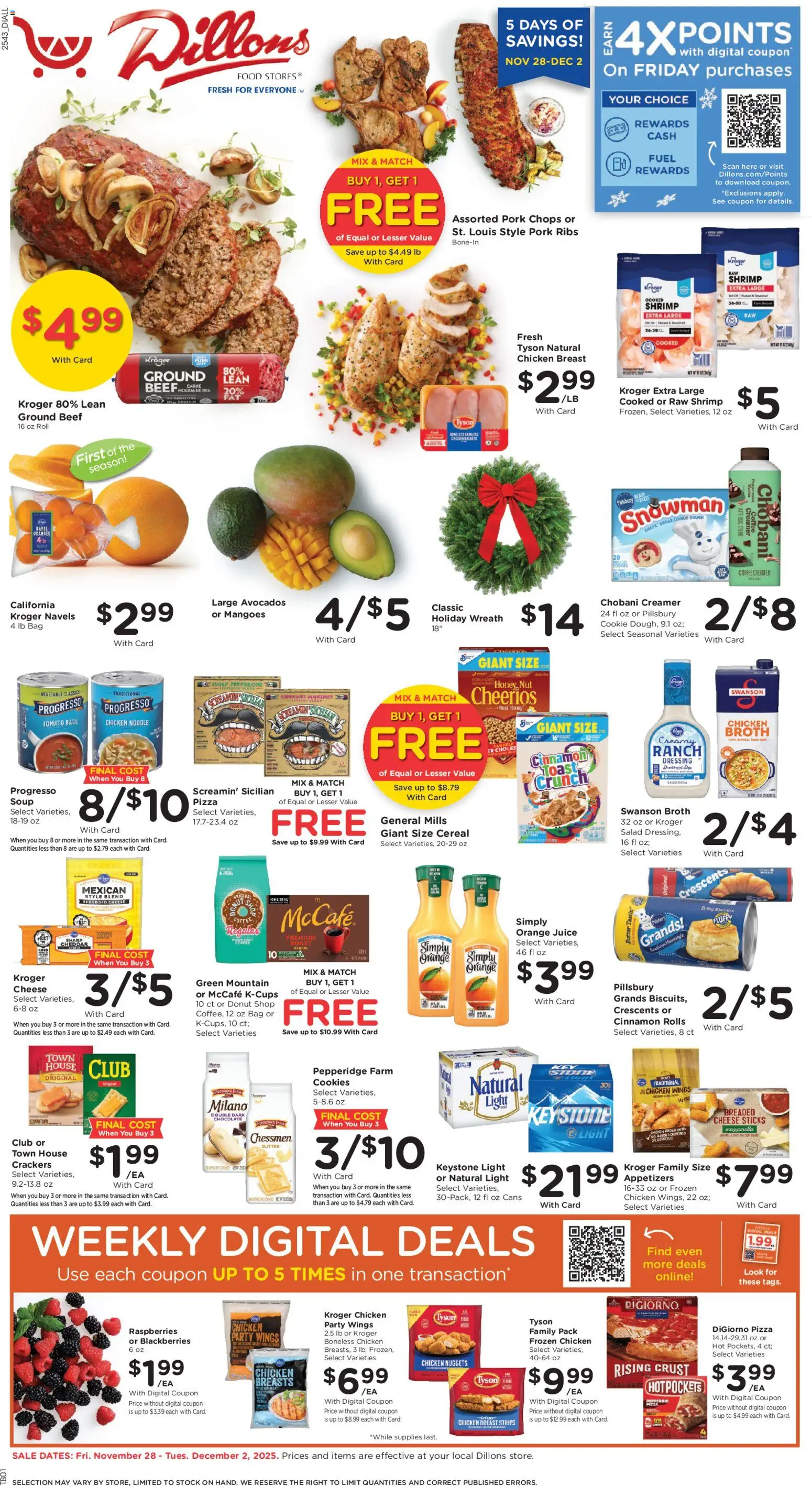 Dillons Weekly Ad - valid from 28.11.2025 | Page: 1 | Products: Juice, Beef, Salad, Rig