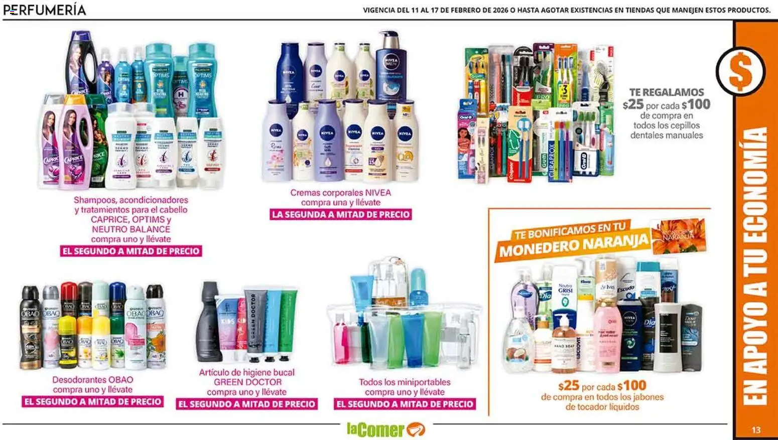 Nuevas ofertas de La Comer válidas en toda la República Mexicana desde el 11.02.2026. ¡Encuentra las mejores ofertas en La Comer folleto! | Página: 13 | Productos: Monedero, Té