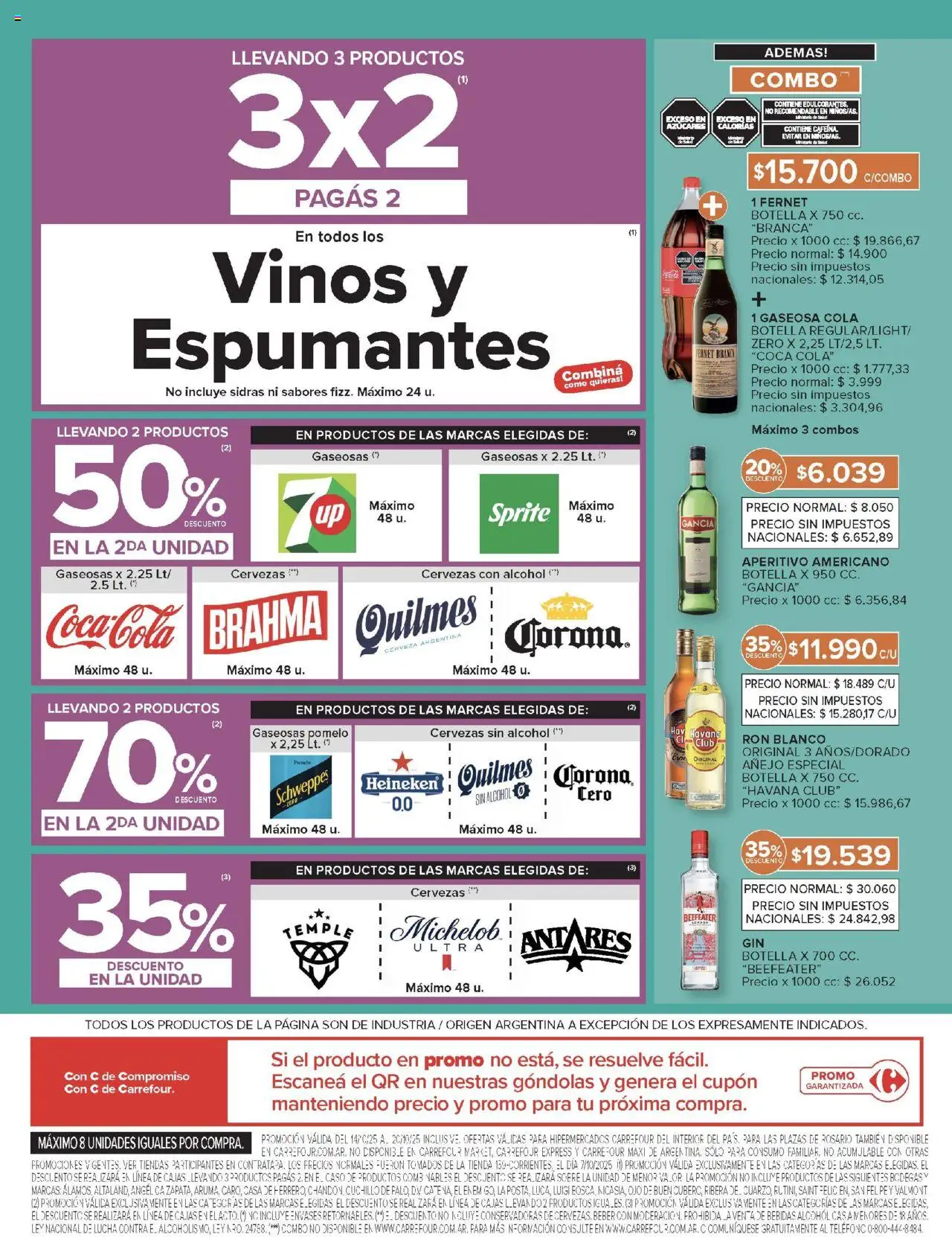 Carrefour ofertas - Córdoba │ válido desde el 14.10.2025 | Página: 3 | Productos: Caso, Botella, Fernet, Cerveza