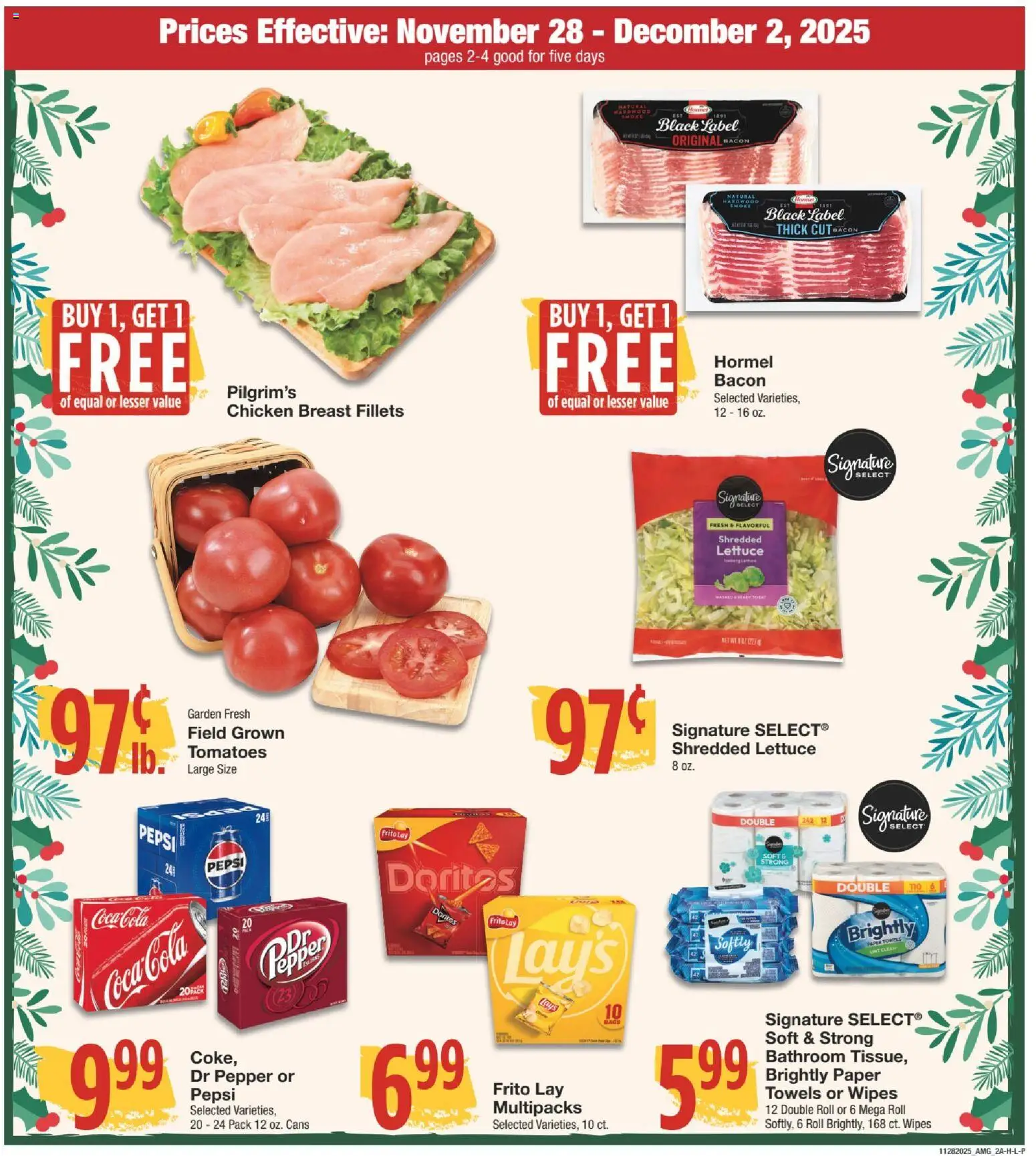 United Supermarkets Ad - valid from 28.11.2025 | Page: 2 | Products: Lettuce, Tomatoes, Pepper