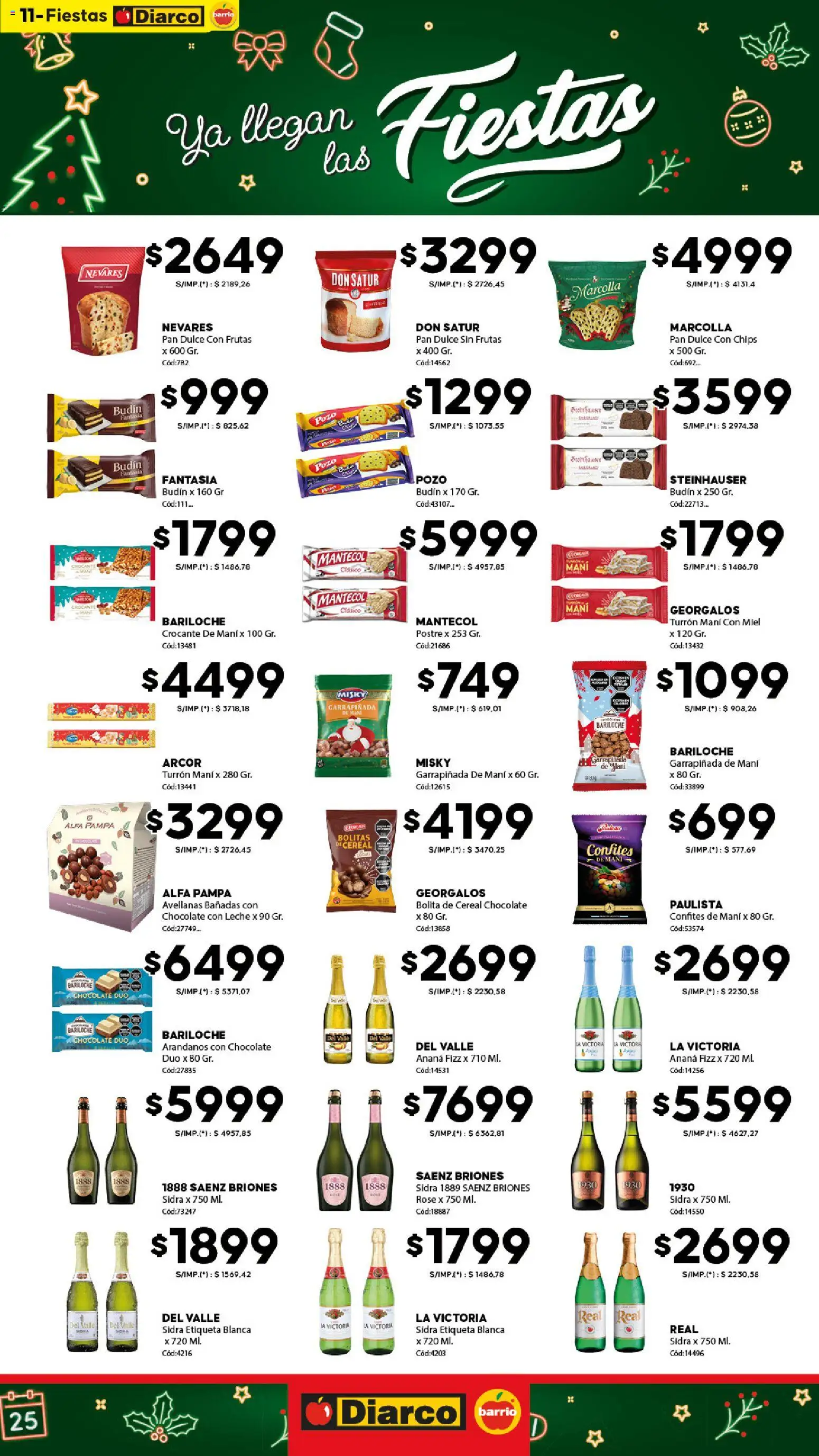 Diarco - Ofertas Diarco Barrio │ válido desde el 24.11.2025 | Página: 11 | Productos: Ananá, Mani, Leche, Chocolate
