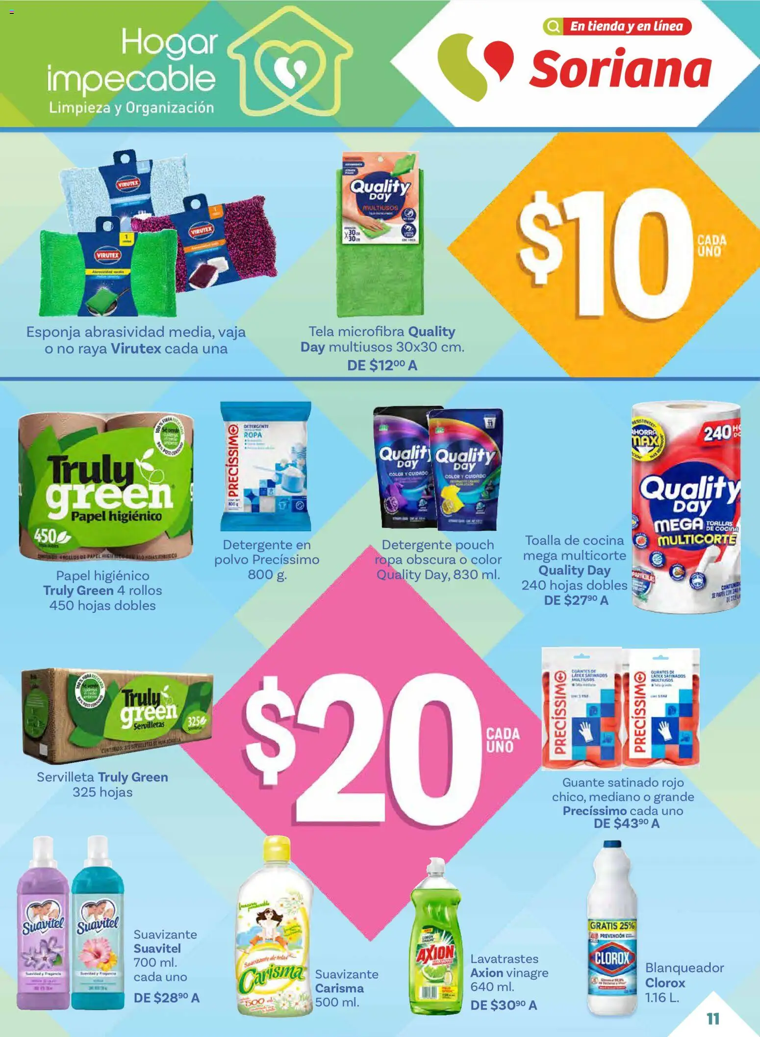 Nuevas ofertas de Soriana válidas en toda la República Mexicana desde el 02.01.2026. ¡Encuentra las mejores ofertas en Soriana - Hogar impecable Híper Nacional! | Página: 11 | Productos: Detergente, Ropa, Guante, Polvo