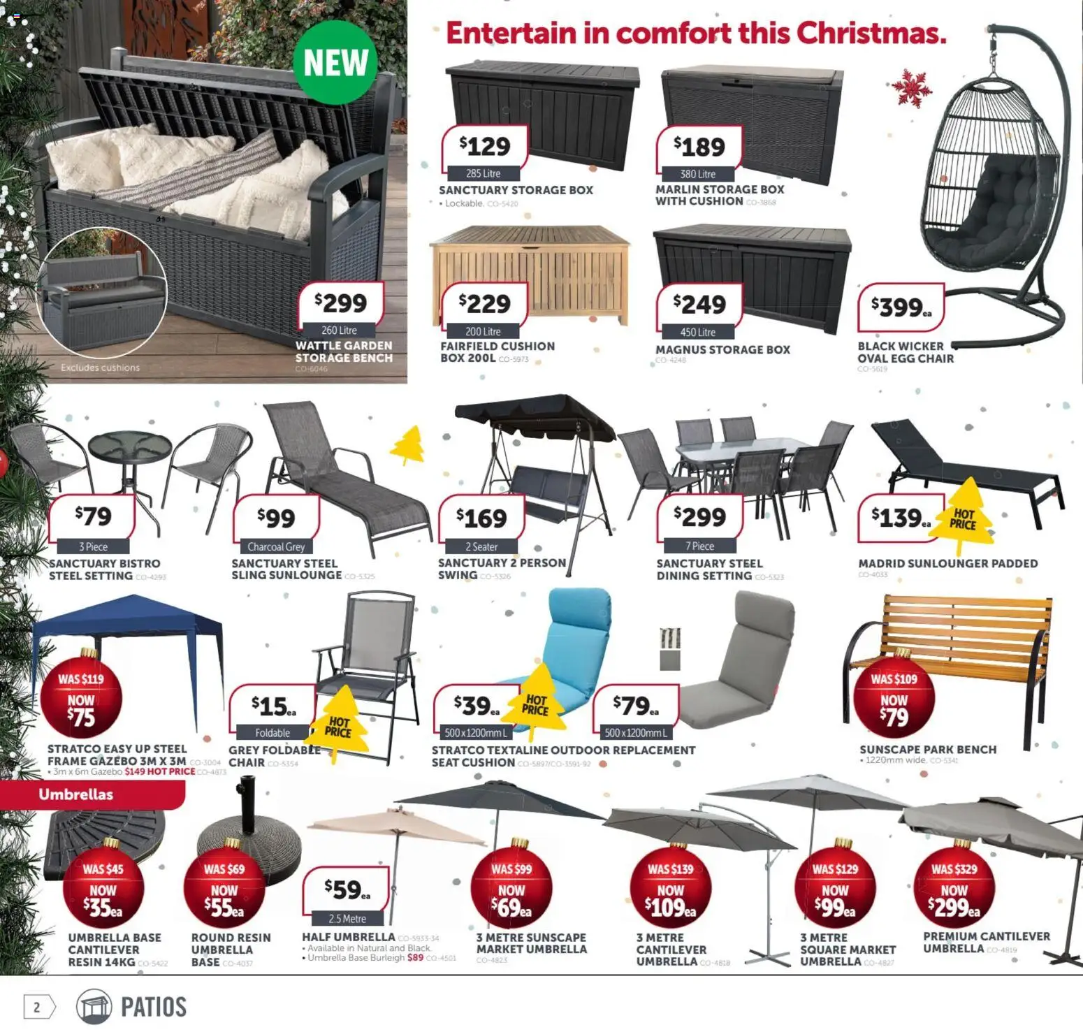 Stratco catalogue - valid from 31.10.2025 | Page: 2 | Products: Chair, Cushion, Gazebo, Umbrella