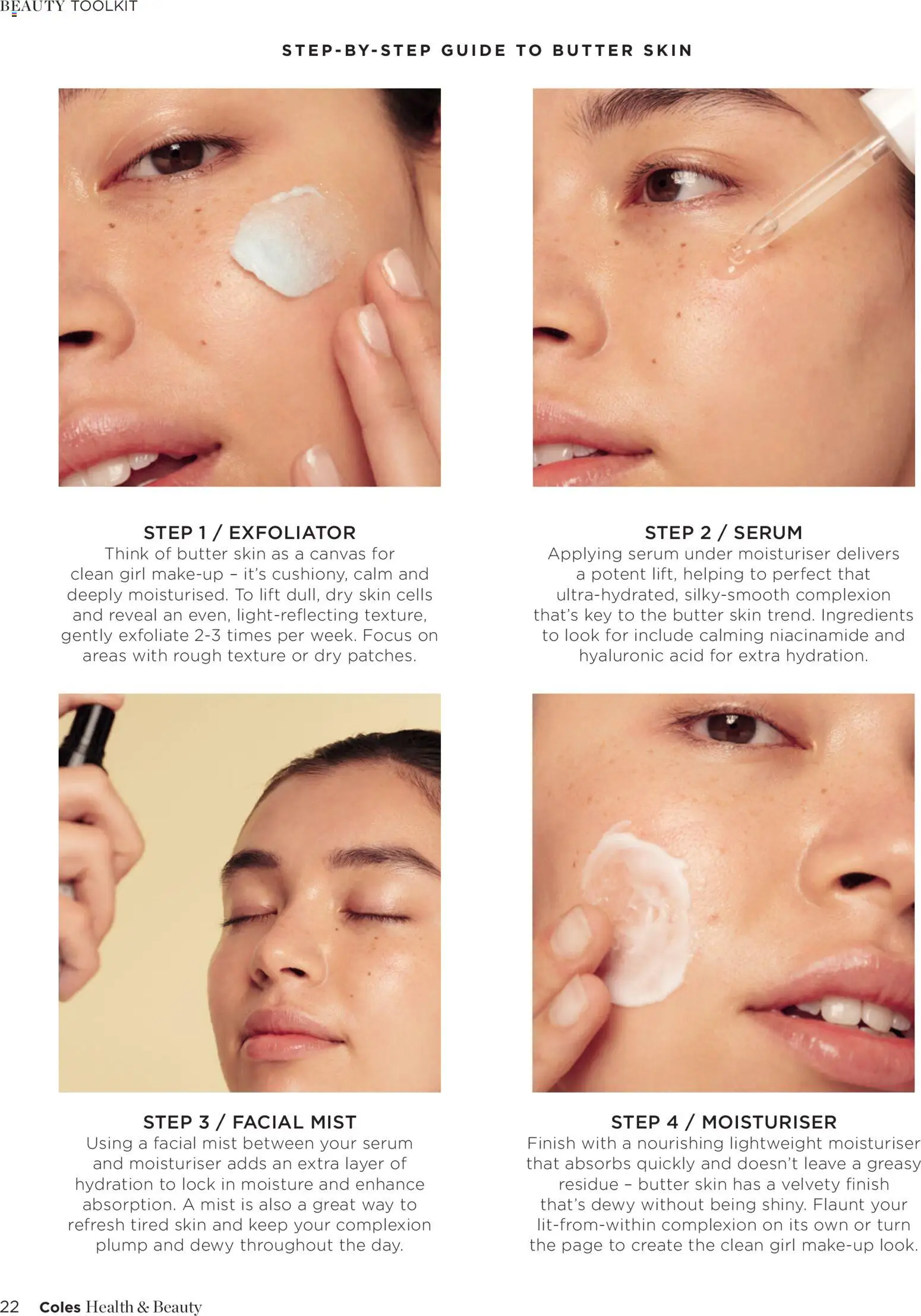 Coles catalogue - valid from 06.01.2026 | Page: 22 | Products: Butter, Moisturiser, Facial mist, Exfoliator