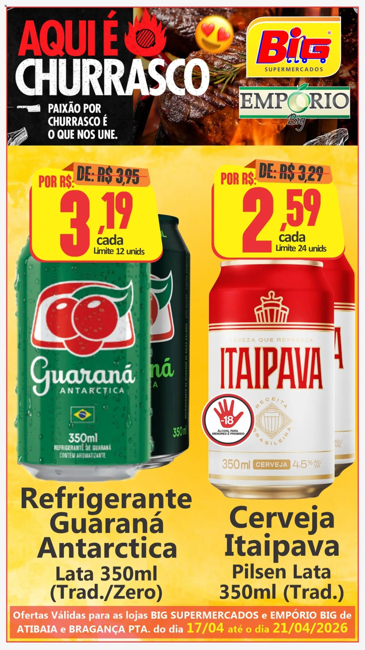 Big Supermercados Folheto - válido de 17.04.2026 | Página: 3 | Produtos: Guaraná, Cerveja, Açúcar, Refrigerante