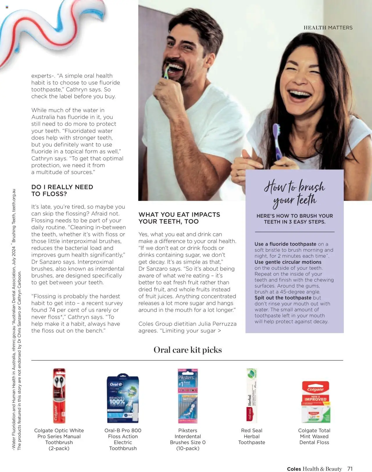 Coles catalogue - valid from 07.04.2025 | Page: 71 | Products: Toothpaste, Fruits, Sugar, Toothbrush