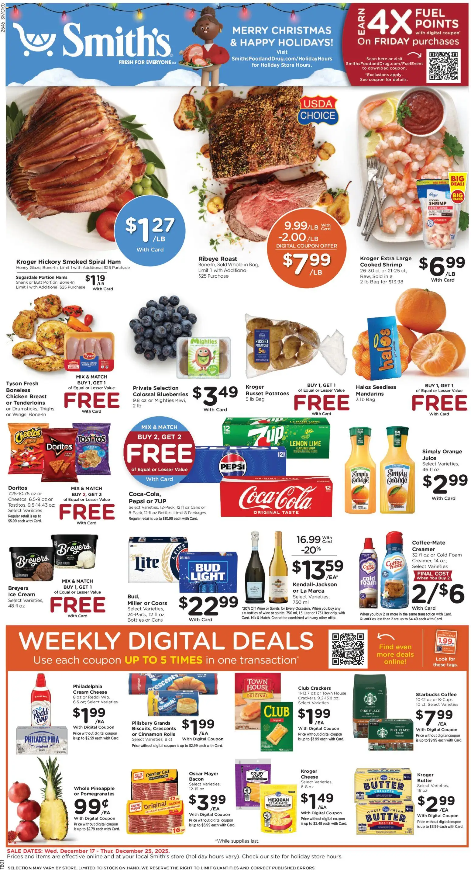 Smith's Weekly Ad - WY - valid from 17.12.2025 | Page: 1 | Products: Butter, Cheese, Coffee, Ice cream