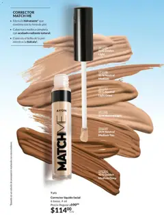Vista previa de CORRECTOR MATCH ME, Corrector líquido facial 6 tonos. 4 ml. Fórmula hidratante que combina con tu tono de piel. Cobertura media a completa con acabado radiante natural. Controla el brillo de la piel mientras la hidrata., nuevo folleto de la tienda, válido en México a partir del 30.01.2026 | Página: 32 | Productos: Brillo, Radiante, Corrector