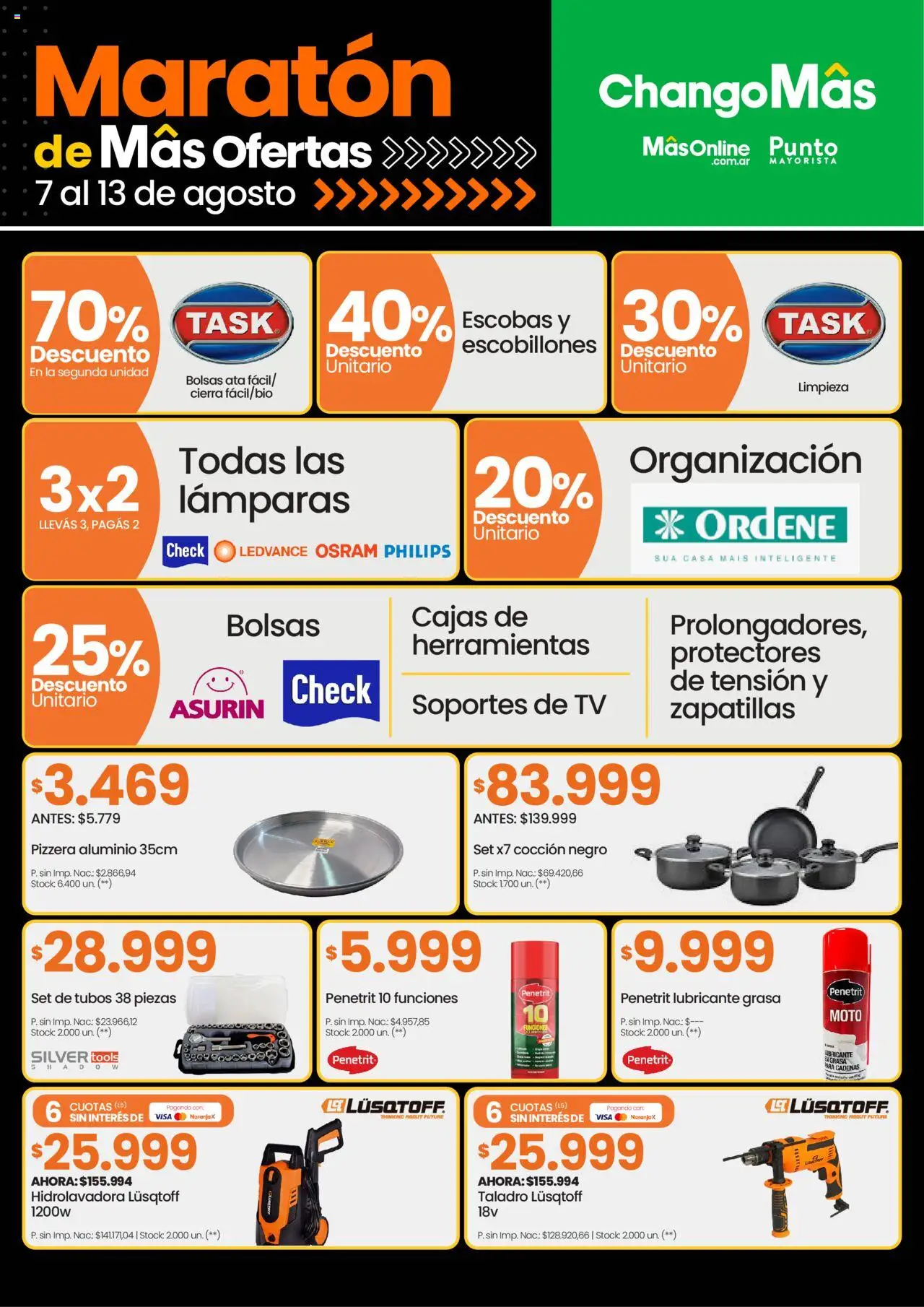 Changomas ofertas │ válido desde el 07.08.2025 | Página: 7 | Productos: Pizzera, Taladro, Zapatillas, Hidrolavadora