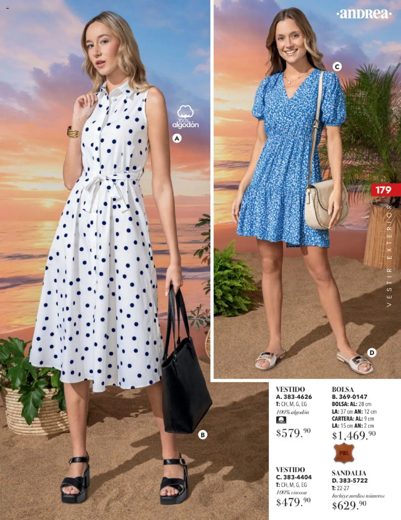 Nuevas ofertas de Andrea válidas en toda la República Mexicana desde el 17.08.2025. ¡Encuentra las mejores ofertas en Andrea - Catálogo Tropical Otoño / Invierno! | Página: 179 | Productos: Bolsa, Algodón, Vestido